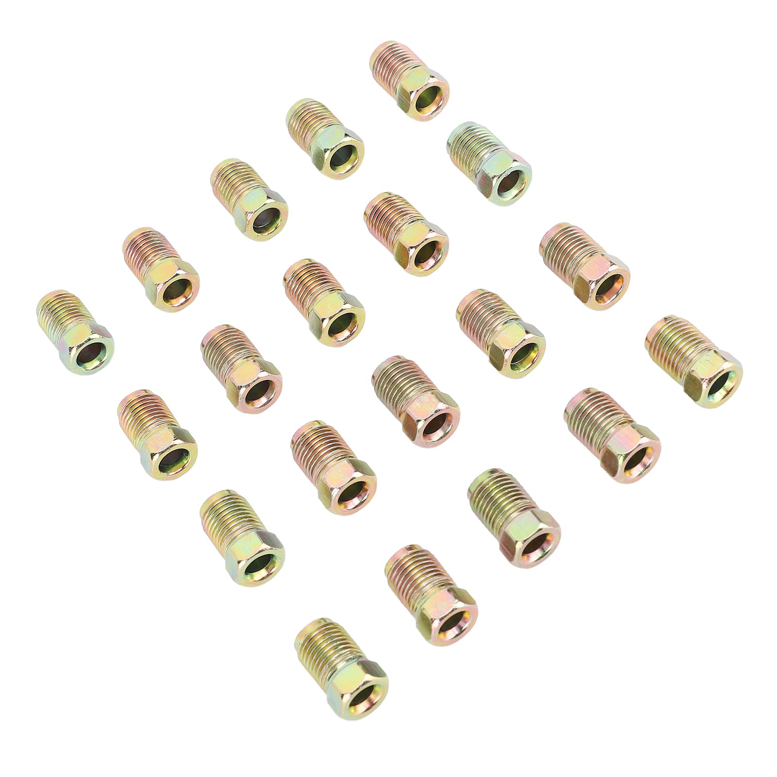 Assortiment de Raccords de Ligne de Frein, 20 PCS M10 X 1 Mm Flare Inversée Métrique pour Tube de 3/16 Pouces, Métal Robuste, 3/8 Fils, Voitures, VUS, VTT, Camions, Brillant, 17