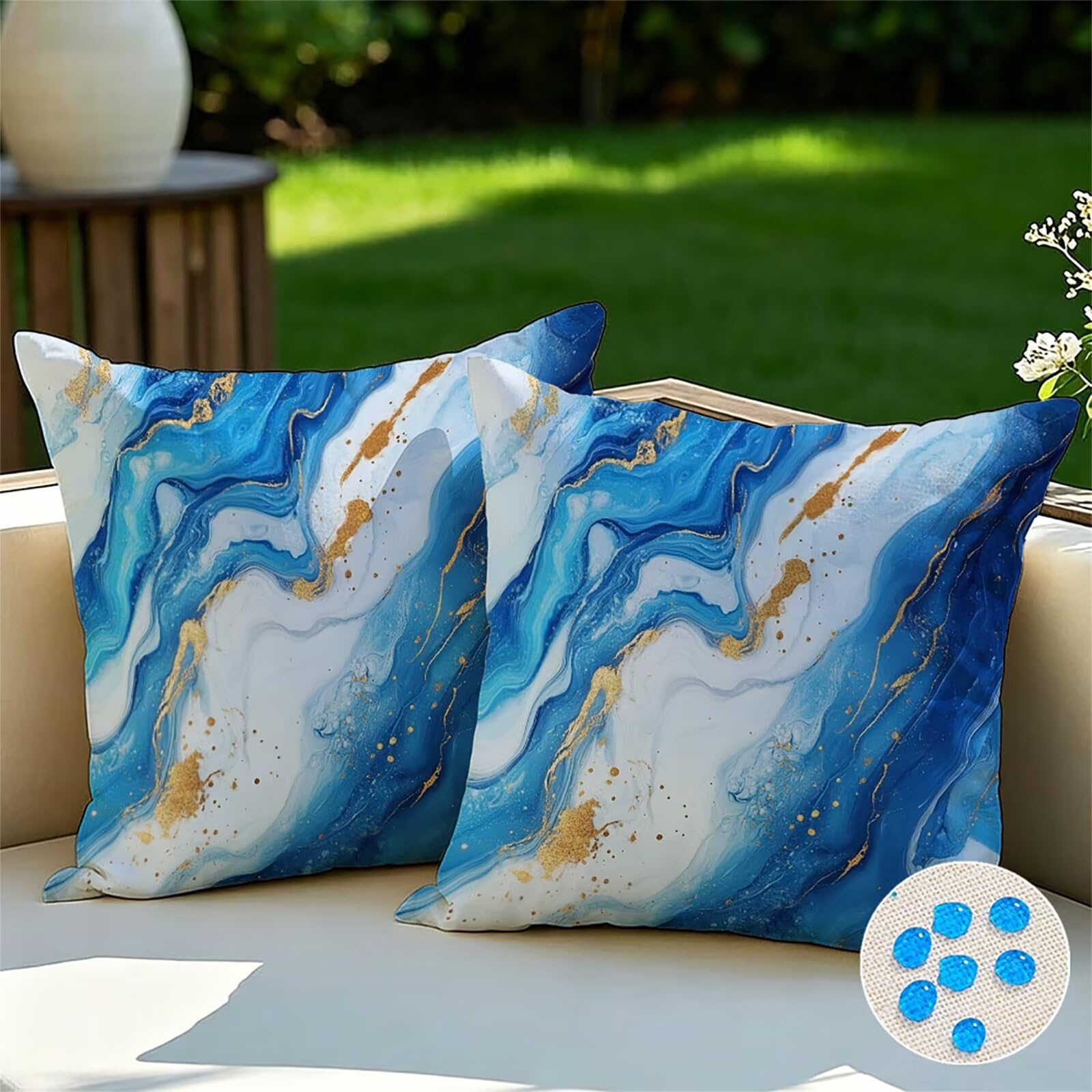 Federe Cuscini Divano 65x65 cm Blu Cuscino Divano Velluto Decorativo Set da 2, con Cerniera Oro Cuscini da Esterno Impermeabili Federa Cuscino Quadrato per Divani Camera de Letto Soggiorno Auto dj-577