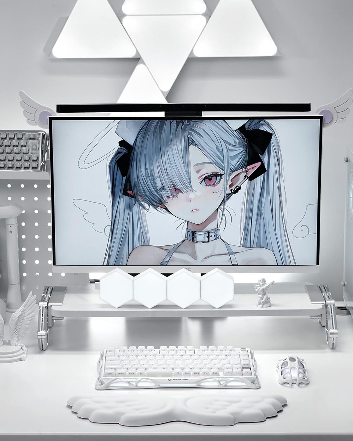 GravaStar Mercury K1 - Tastiera meccanica da gioco QWERTZ, colore: bianco