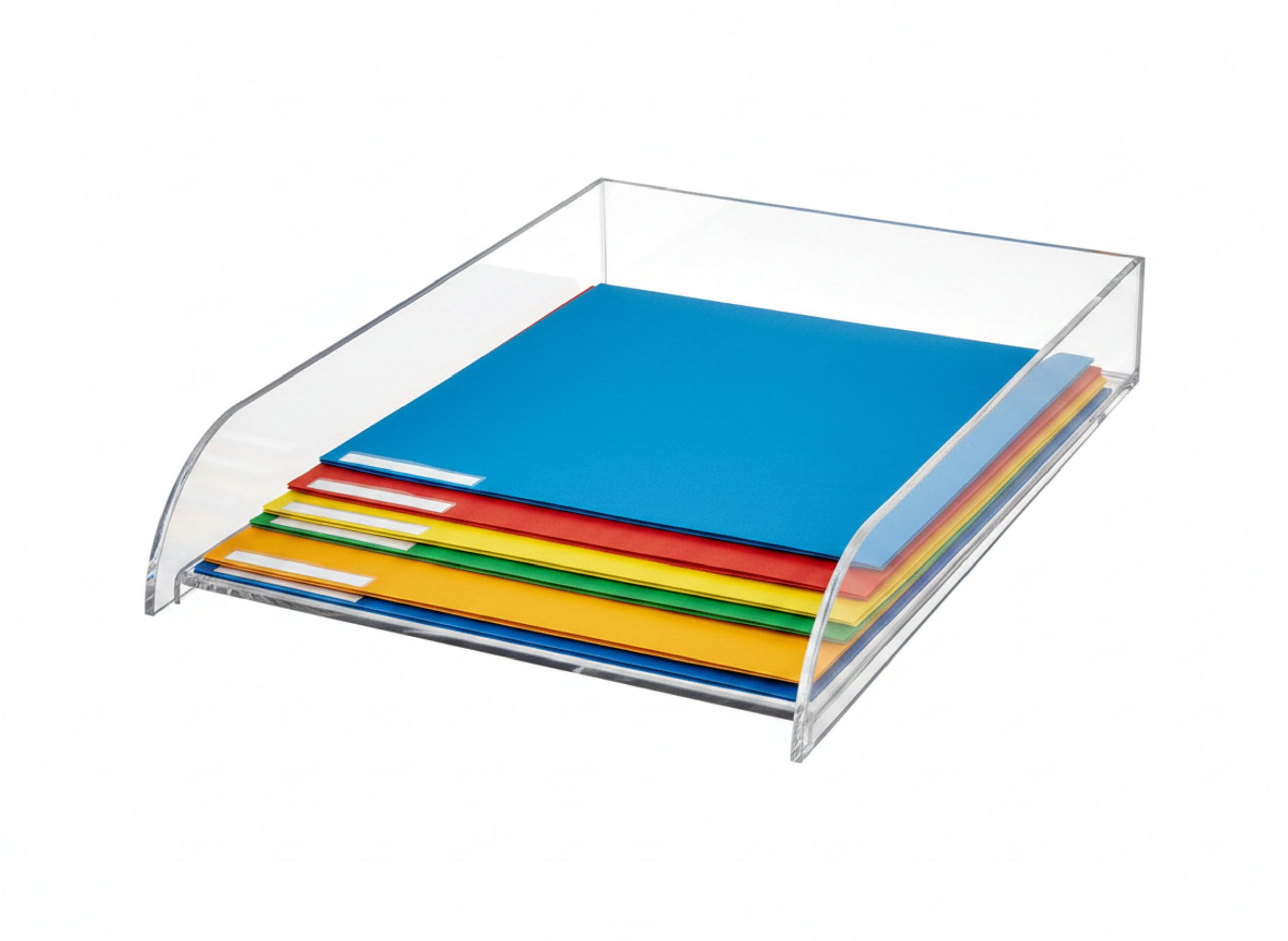 OSCO Clear Acrylic Stacking Letter Tray, A4 Foolscap Document File Organiser, Stackable Desk Paper Tray for Home Office, Business Filing & Letter Sorting