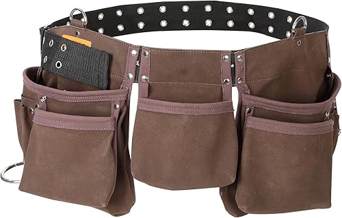 Miniatura 3 de VEVOR Cinturón de herramientas de 13 bolsillos, se ajusta de 29 a 54 pulgadas, bolsa de herramientas de cuero resistente con bucles dobles para