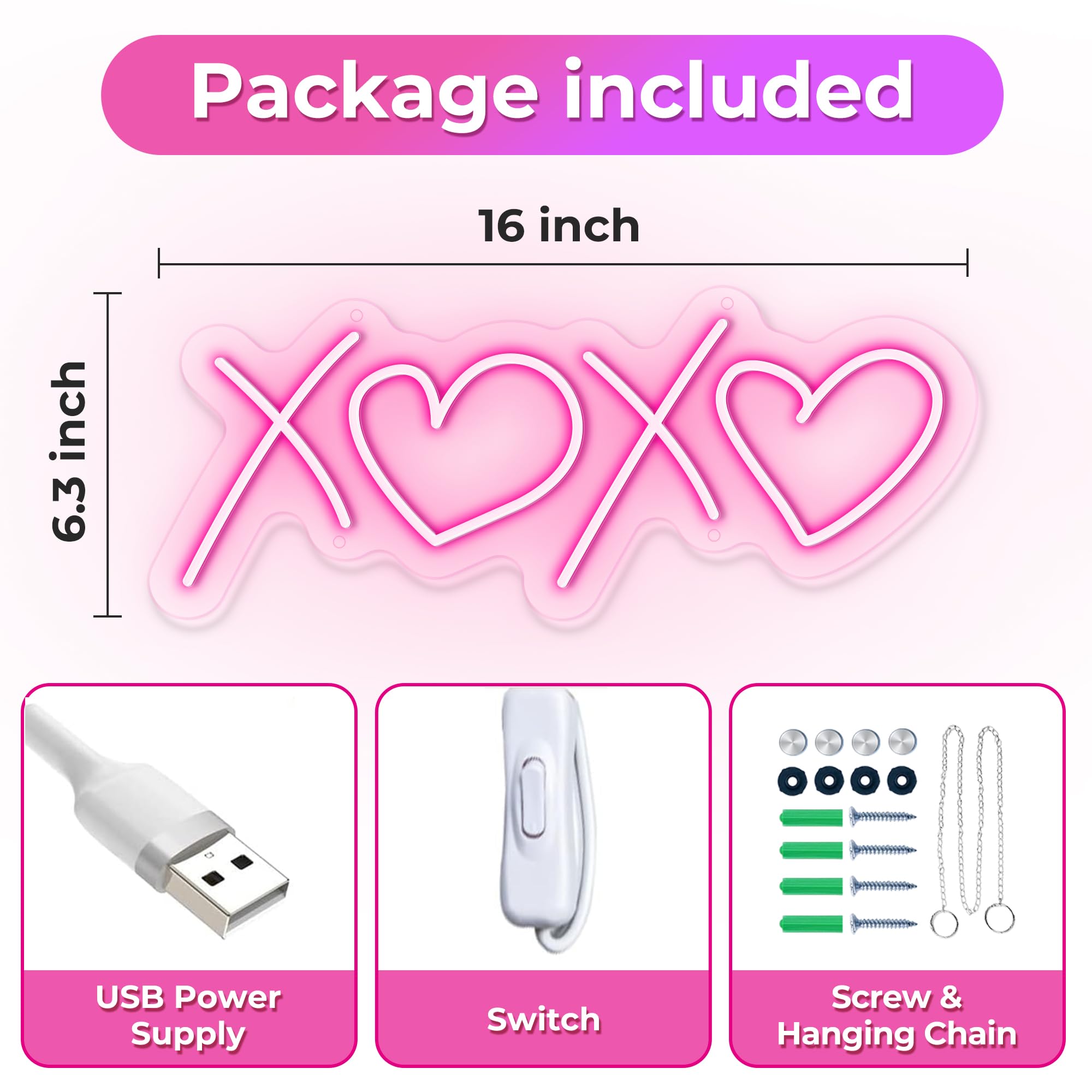 Neonowa tabliczka dekoracja ścienna do sypialni prezent urodzinowy chłopak chłopak chłopak nastolatek pokój dziecięcy z funkcją USB różowy 40 x 15 cm