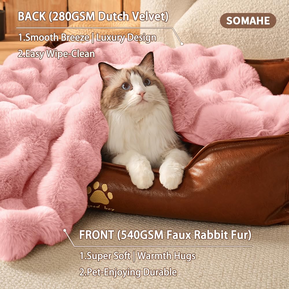 Coperta per cani, ultra morbida, in finta pelliccia, per gatti da interni, ultra morbida, lavabile in lavatrice, reversibile, per animali domestici, per divano, mobili, 71 x 55,9 cm, rosa