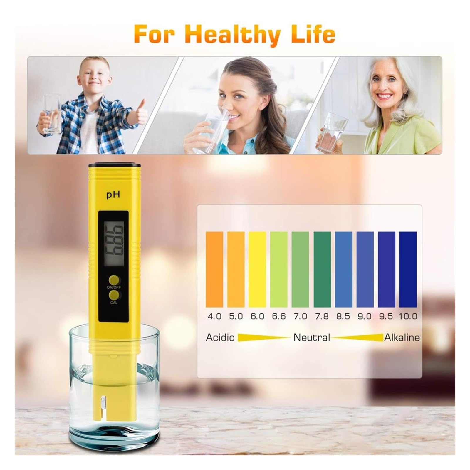 Tester per Acqua Misuratore di PH 0,01 Alta Precisione for Tester qualità Acqua con Intervallo Misurazione 0-14 Adatto for Acquario Piscina Multiuso Accurato Facile