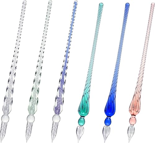 Zonon 6 bolígrafos de inmersión de vidrio hechos a mano, cristal de borosilicato con alto contenido de borosilicato, para escribir dibujo,