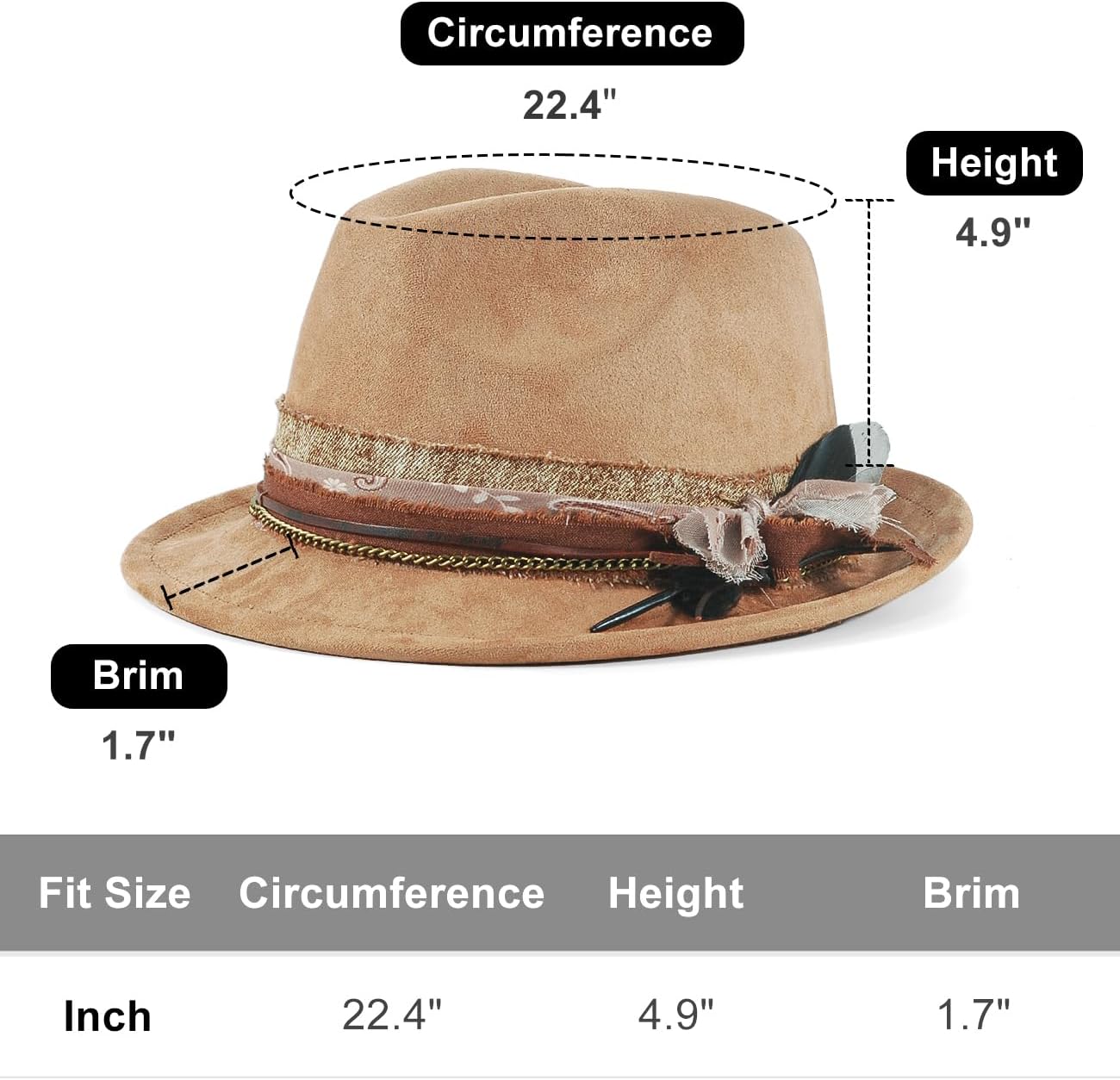 Fedora Trilby Hats for Men Women Handmade 1920s Classic Short Brim Hat with Feathers Unisex