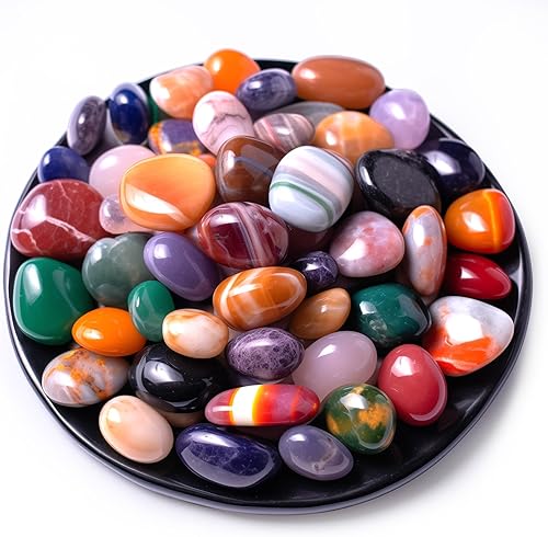 Vista 224 de Juego de piedras pulidas para chakras de 0.6 pulgadas, 7 piezas de piedras pulidas naturales y cristales a granel para curación, reiki, meditación