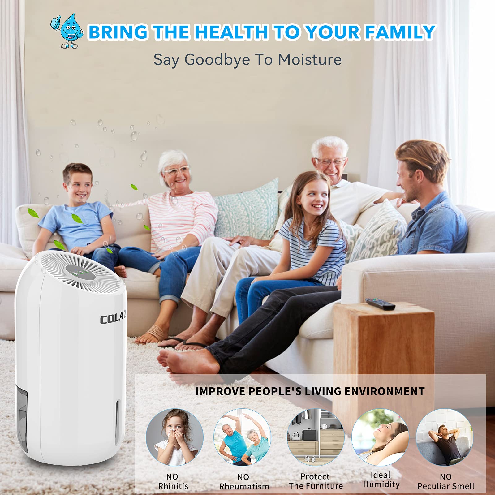 Buy COLAZE Dehumidifiers 550 Sq.ft for Home Portable Compact Quiet