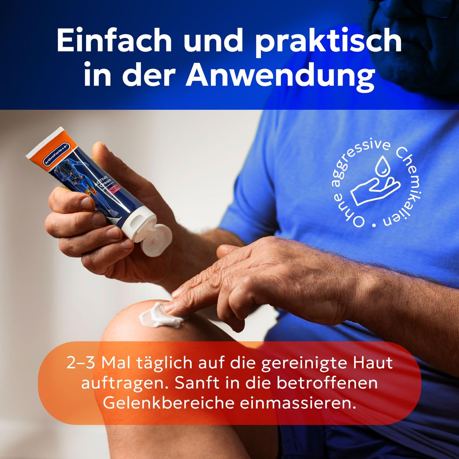 AthroForte +4em Creme gegen Arthrose – Kühlender Effekt für Muskeln und Gelenke – Mit Natürlichen Extrakten aus Menthol und Eukalyptus – Für Hände, Füße, Schultern und Knie – 100 ml