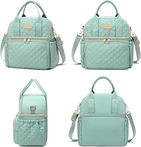 Miniatura 7 de AIJIEKE Bolsa de almuerzo para hombres y mujeres, lonchera de doble compartimento, bolsas de almuerzo aisladas, bolsa de almuerzo grande para