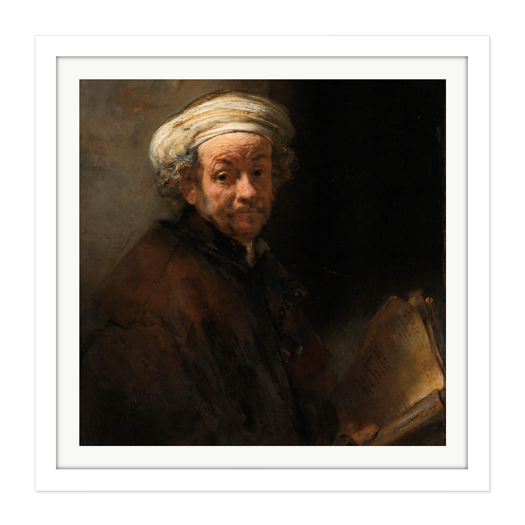 Rembrandt Zelfportret Als De Apostel Paulus Square Wooden Framed Wall Art Print Picture 16X16 Inch