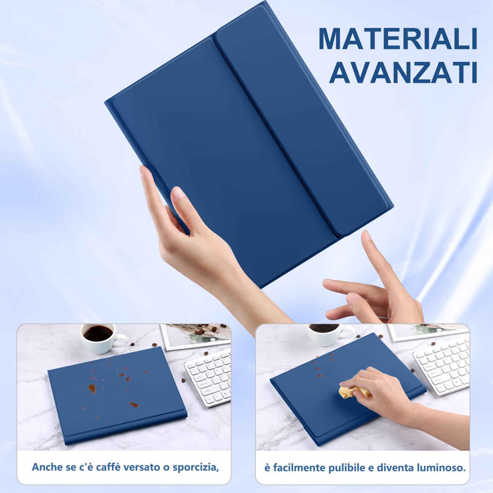 Vobafe Tastiera iPad 10 Generazione 10.9" 2022, Cover con Tastiera Rimovibile iPad A16 11 Pollici 2025 con Trackpad, Italiano QWERTY con 7 Colori Illuminato, Custodia con Portapenna, Blu Marina