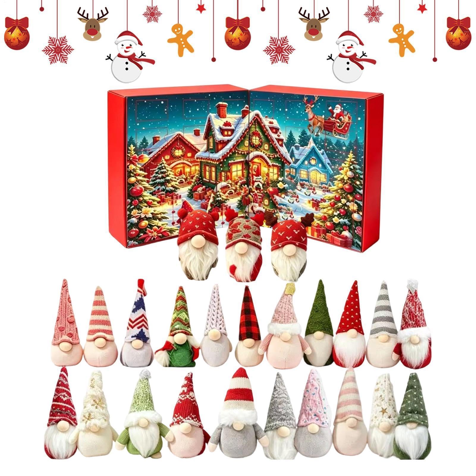 Calendrier De L'Avent Gnome 24 Jours Gnomes en Peluche | Poupées Naines Maison Appartement Bureau Chambre Bureau Cheminée Étagère Table Manger Entrée Meuble TV Fête Fin