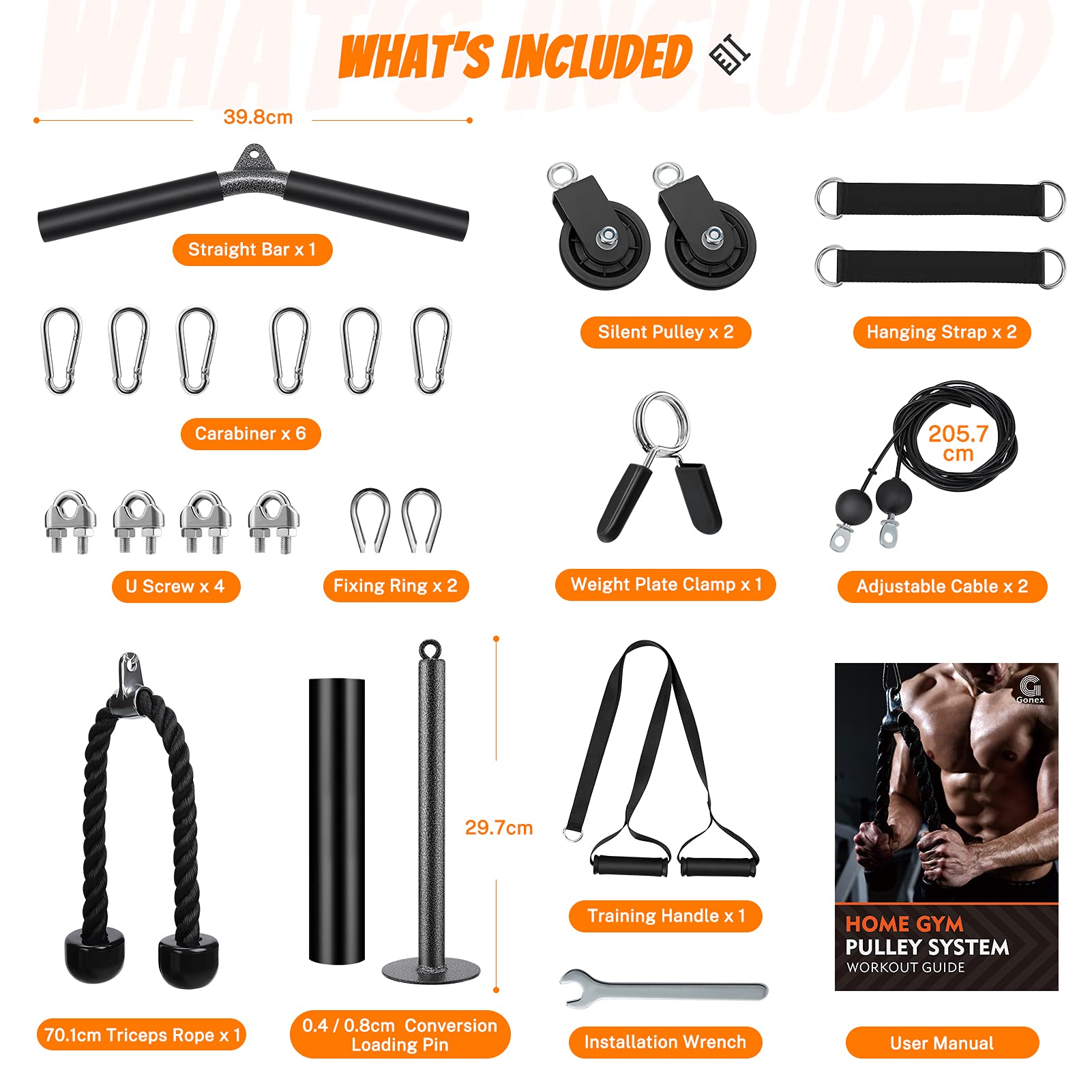 Buy Gonex Pulley System Fitness Upgraded DIY Home Gym 2 Pulleys Cable