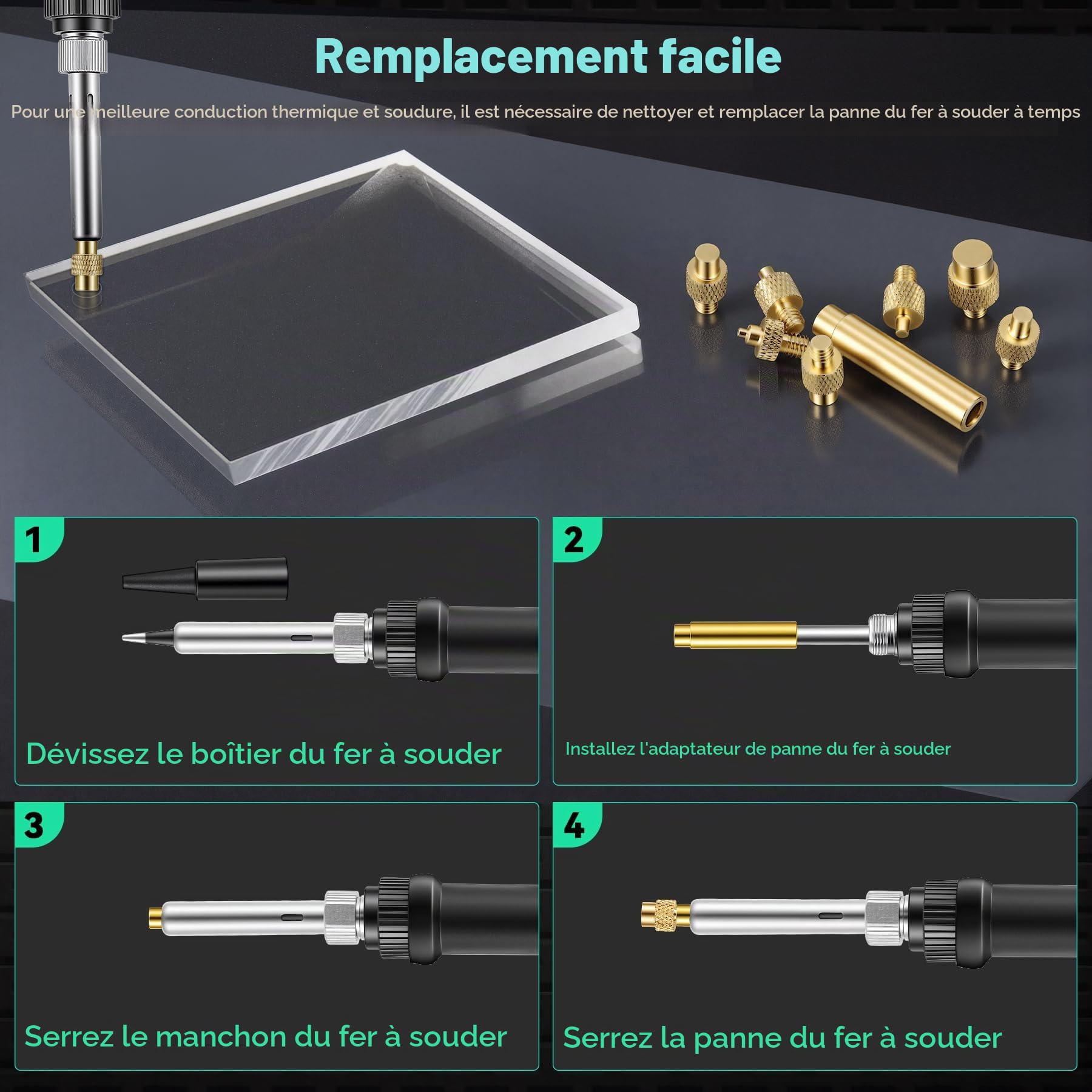 138 Pièces d'inserts Filetés, jeu de Pannes à souder, fer à souder LCD réglable 80W pour inserts filetés, écrous à souder M2 M2.5 M3 M4 M5 M6 M8, compatible avec les imprimantes 3D