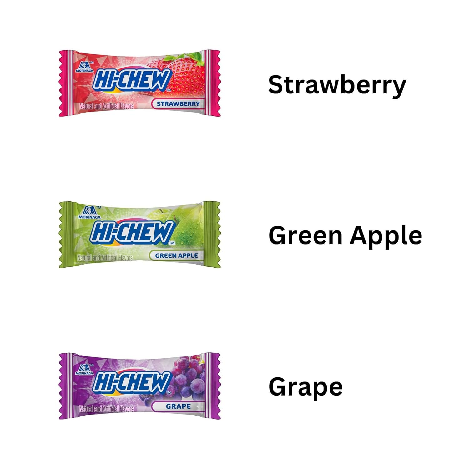 HI-CHEW Easter Candy Original Mix, 6 Bags, 3.53oz each - Strawberry Green Apple Grape - Unique Fun Soft & Chewy - Immensely Juicy Fruity Candy Flavors - Individually Wrapped for Sharing