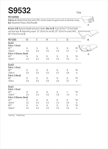 Miniatura 2 de Simplicity Kit de patrones de costura para ropa deportiva para mascotas, código S9532, XS-S-M-L-XL, multicolor