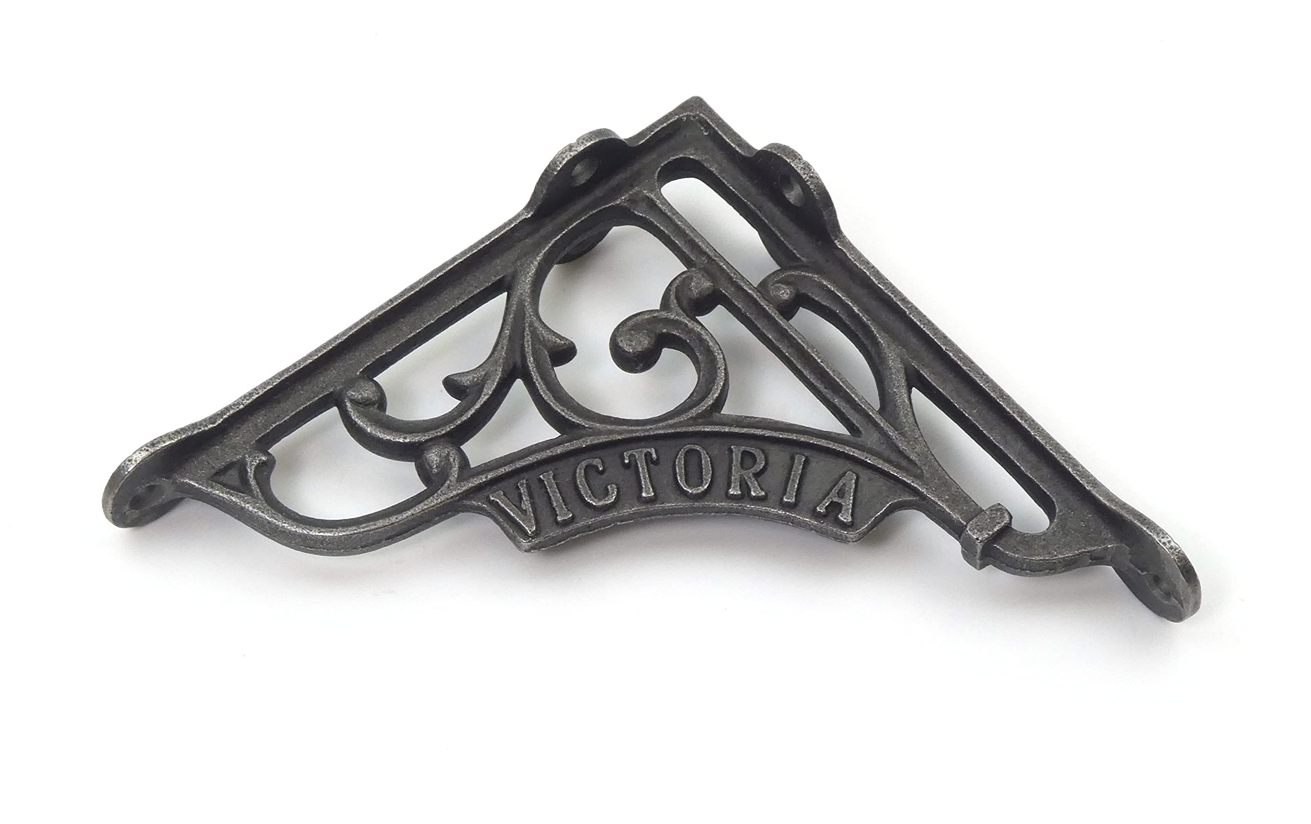 Oakcrafts - Pair of Antique Cast Iron London Landmark Shelf Brackets 125mm x 125mm (Victoria)
