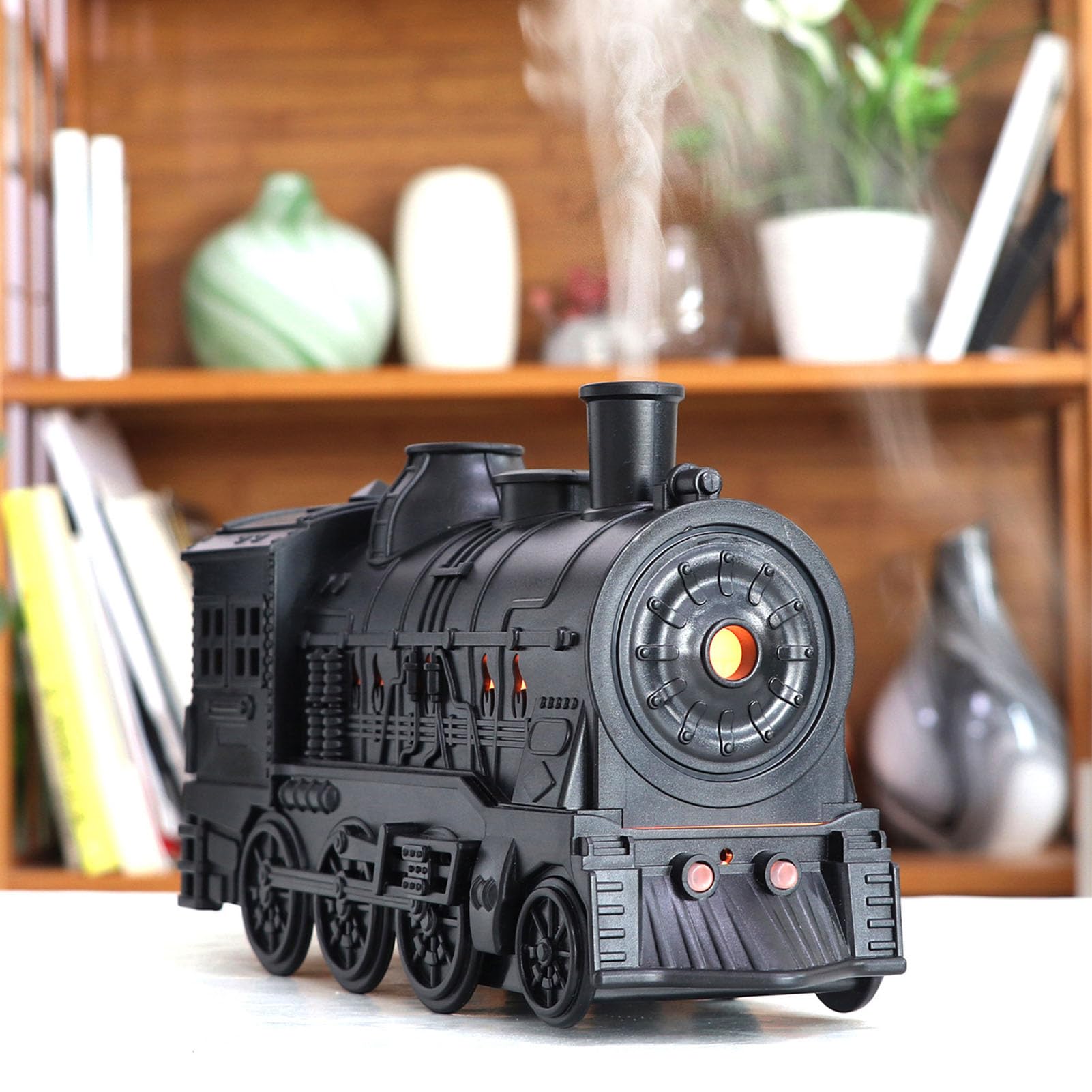 Hidyliu Umidificatore a Forma di Treno, Umidificatore a Nebbia Fredda con Diffusore di Oli Essenziali e Luce Notturna, per Camera da Letto, Ufficio Domestico