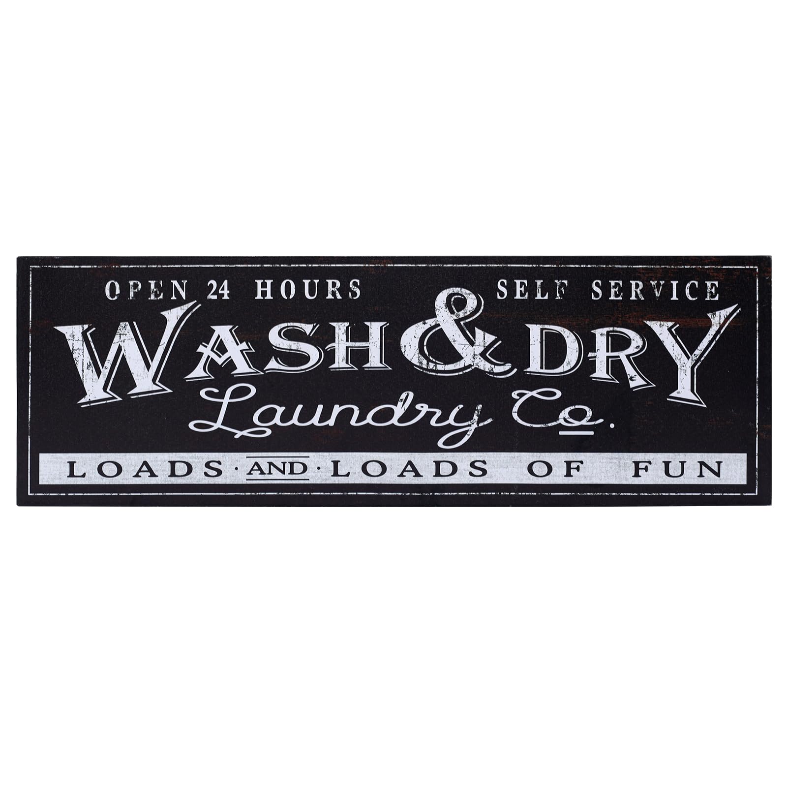 SwallowLiving Large Black Wash and Dry Laundry Co Sign Decor 36x12 Inch Canvas Wall Art for Laundry Room Decor