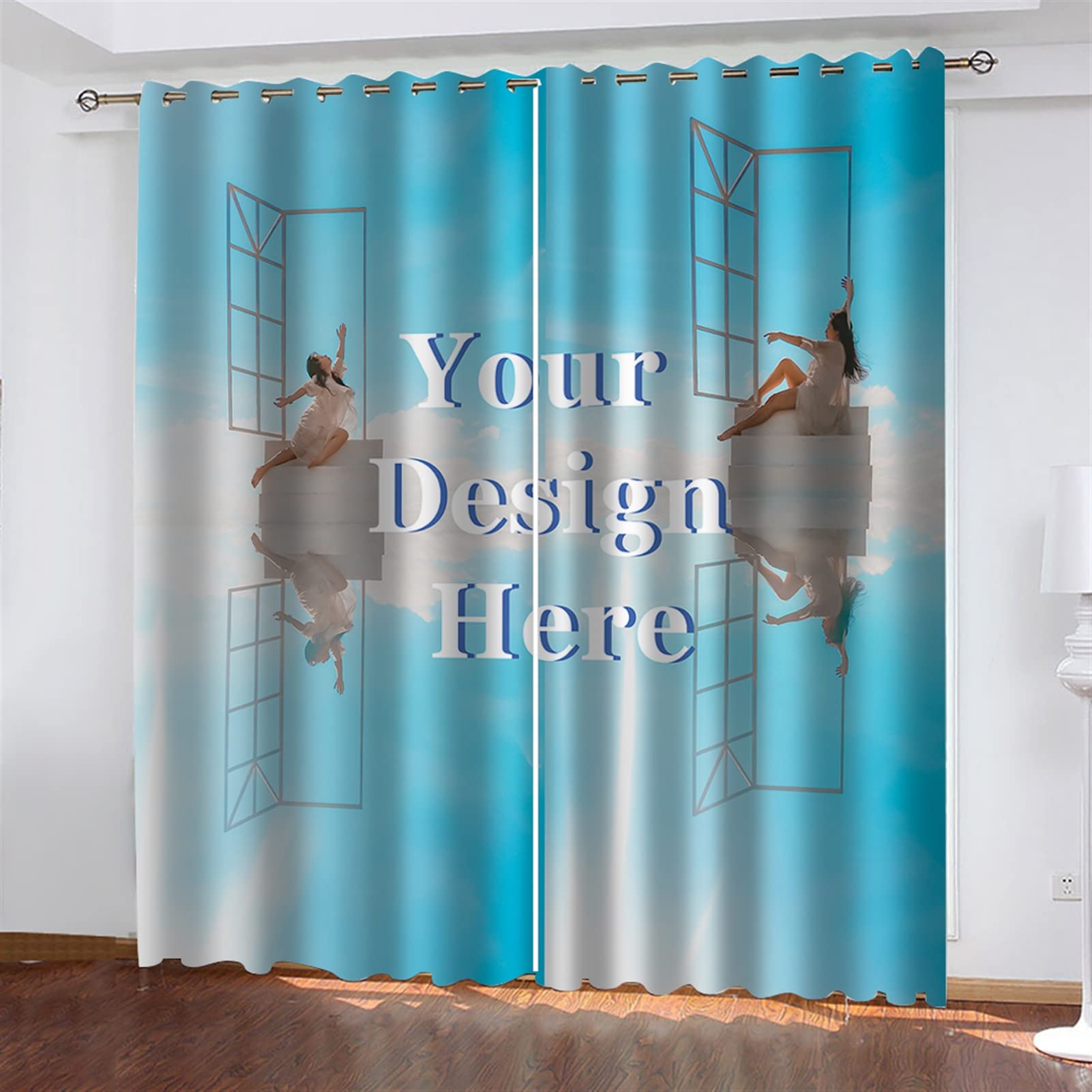 GIBZ Cortinas Opacas Personalizadas 2 Paneles Imprimir Collage Fotos Texto para Ventana Dormitorio Sala de Estar, 167 x 229cm, 2 Fotos