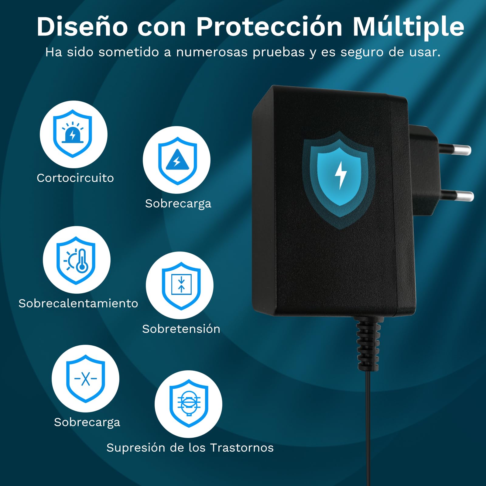 Transformador 220V A 12V - Cargador Universal 200-240V 50-60HZ, Adaptador 12V 2A 220V 24W, Cargador Portatil Universal, ara Tiras LED, Routers Inalámbricos, HUB, Interruptor, 2 Metros Cable