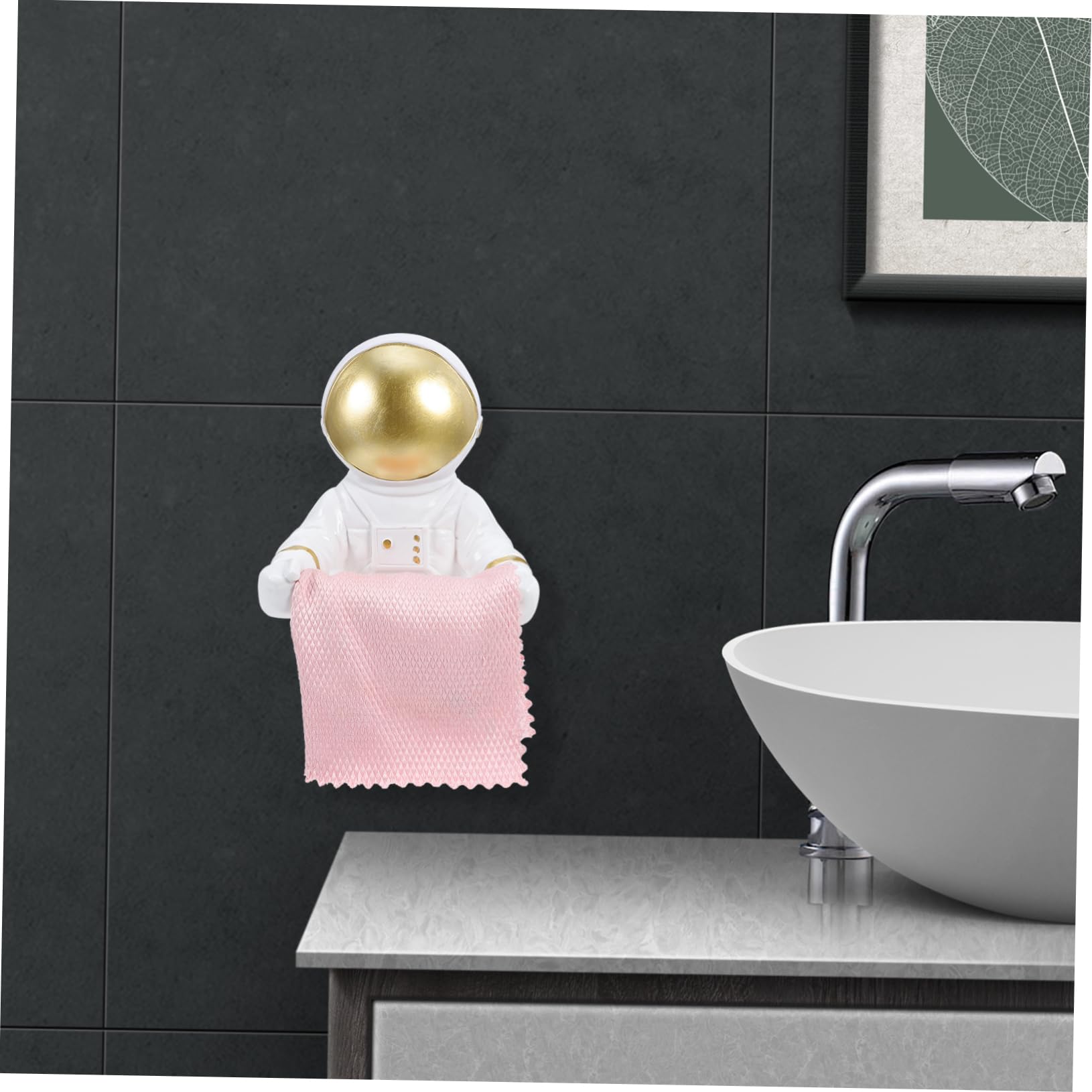 Soporte de Pared Astronauta de Resina Dorada para Rollos de Papel