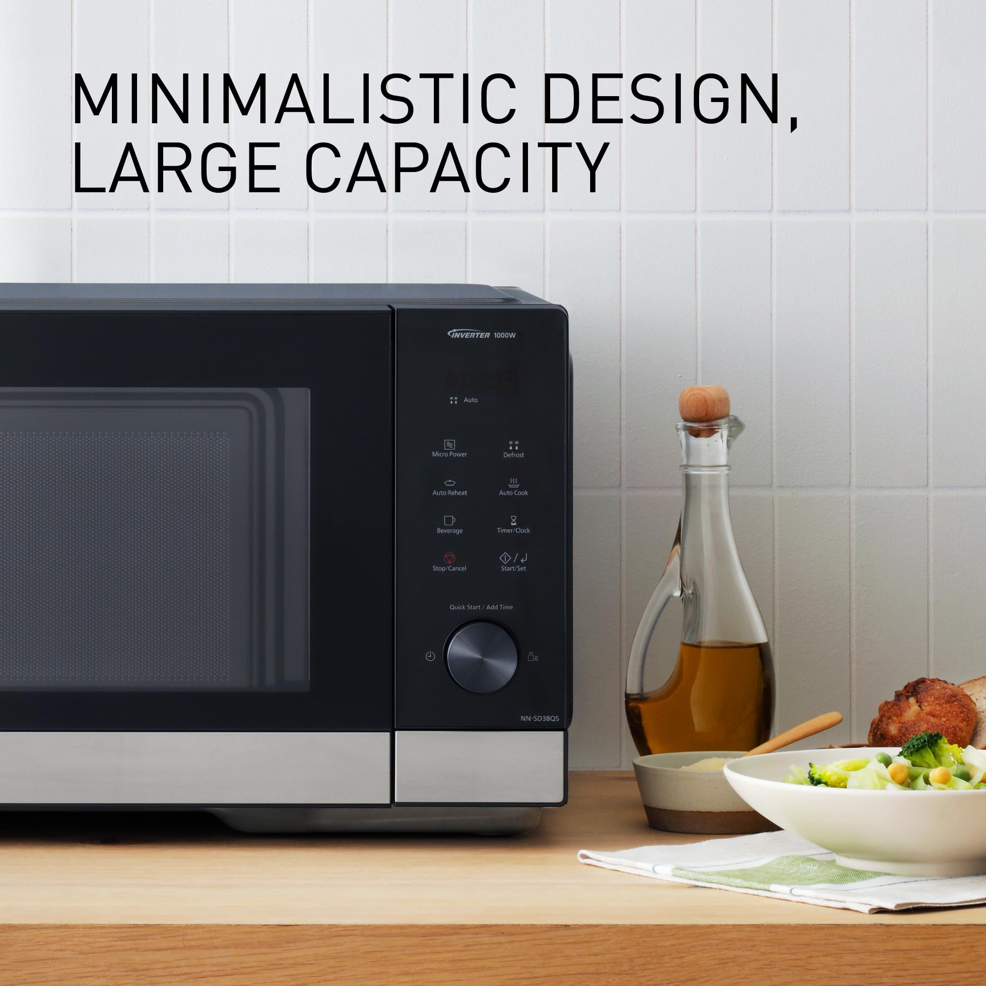 Panasonic NN-SD38QSEPG kuchenka mikrofalowa Solo 29 l, 1000 W, automatyczne rozmrażanie, 11 automatycznych programów, timer, czarna i stal nierdzewna