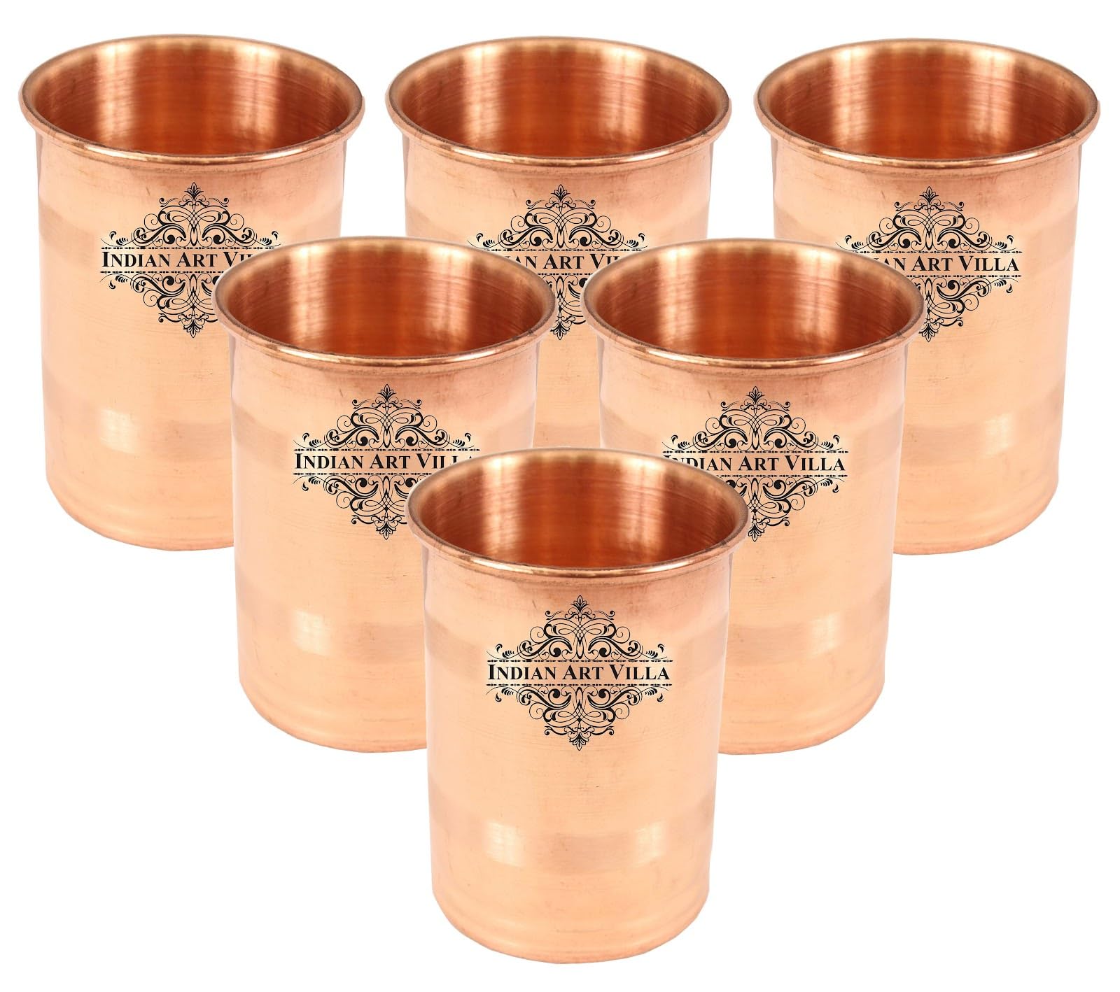 Indian Art Villa pure copper small luxury tumbler glass Copper vessel Tumbler Drinkware Serveware Volume- 5 Oz Set