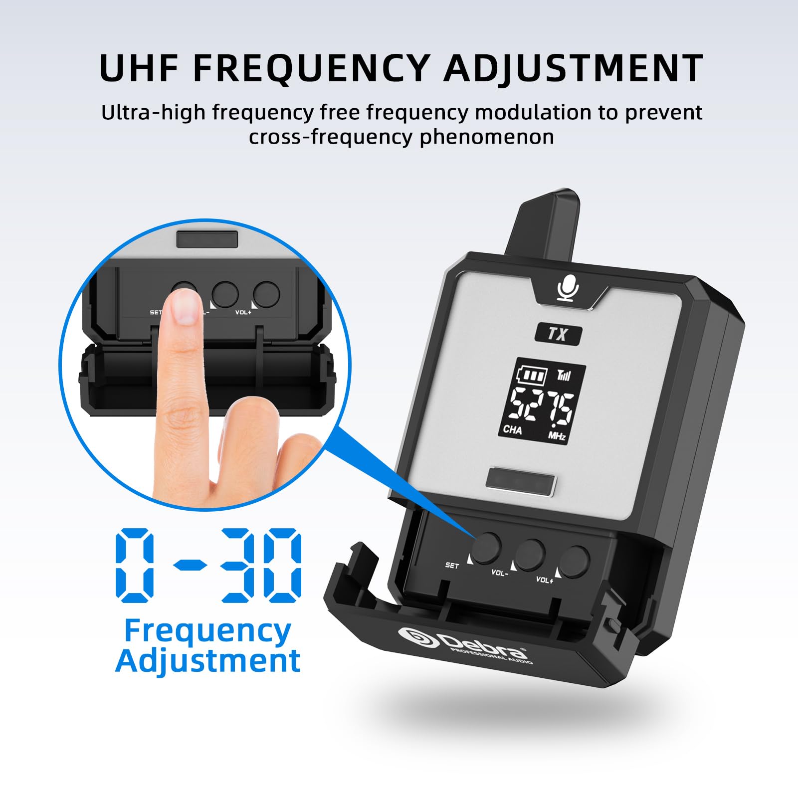 D Debra DT-01 Micrófono Inalámbrico UHF con Receptor – Set de Micrófono de Diadema Recargable, Plug & Play, Alcance 30m, Tecnología Inalámbrica, para Karaoke, Conferencias, Iglesias, Deporte