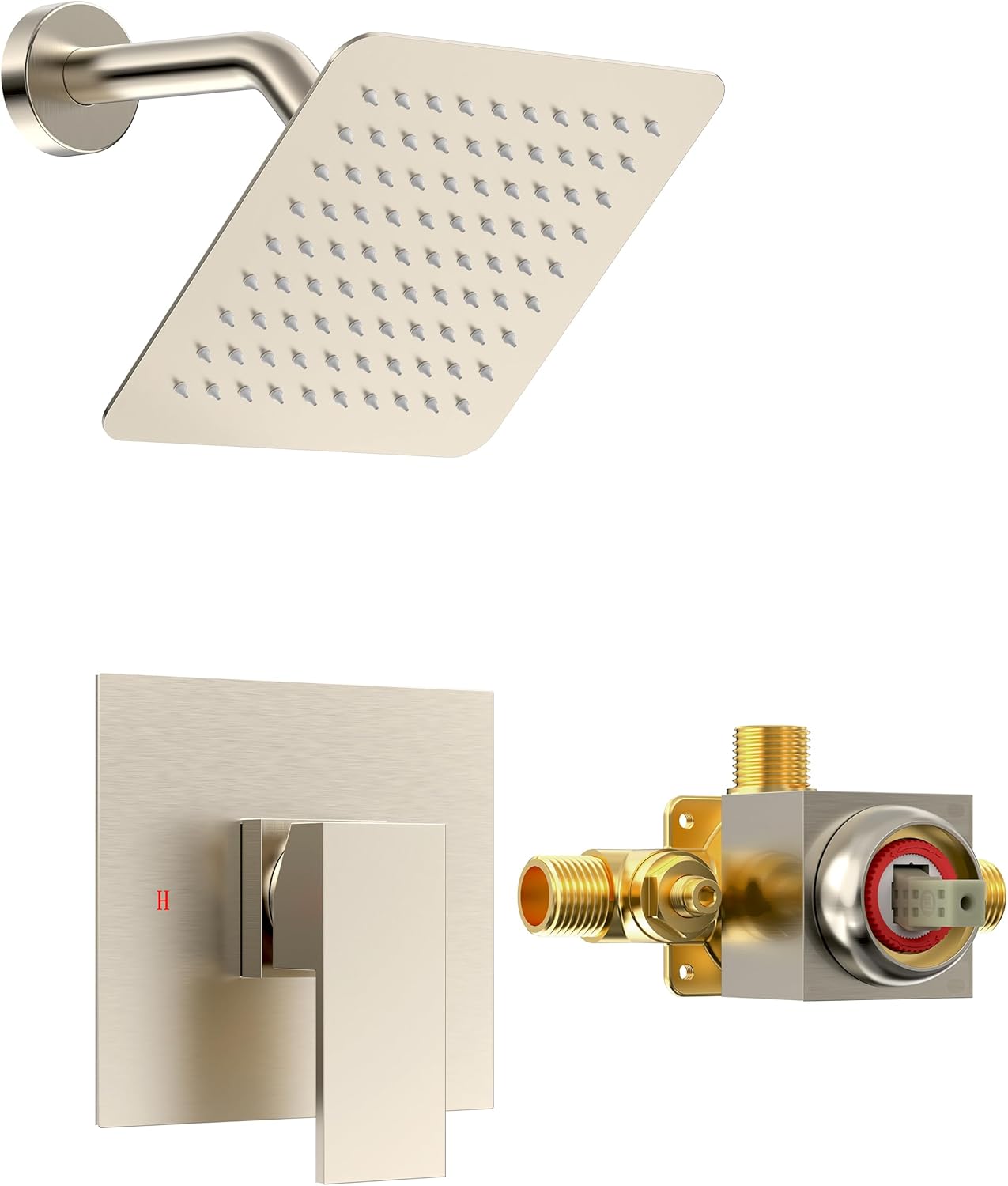 SunCleanse Shower Faucets Sets Complete Wall Mounted Shower System with 8 inch Rainfall Shower