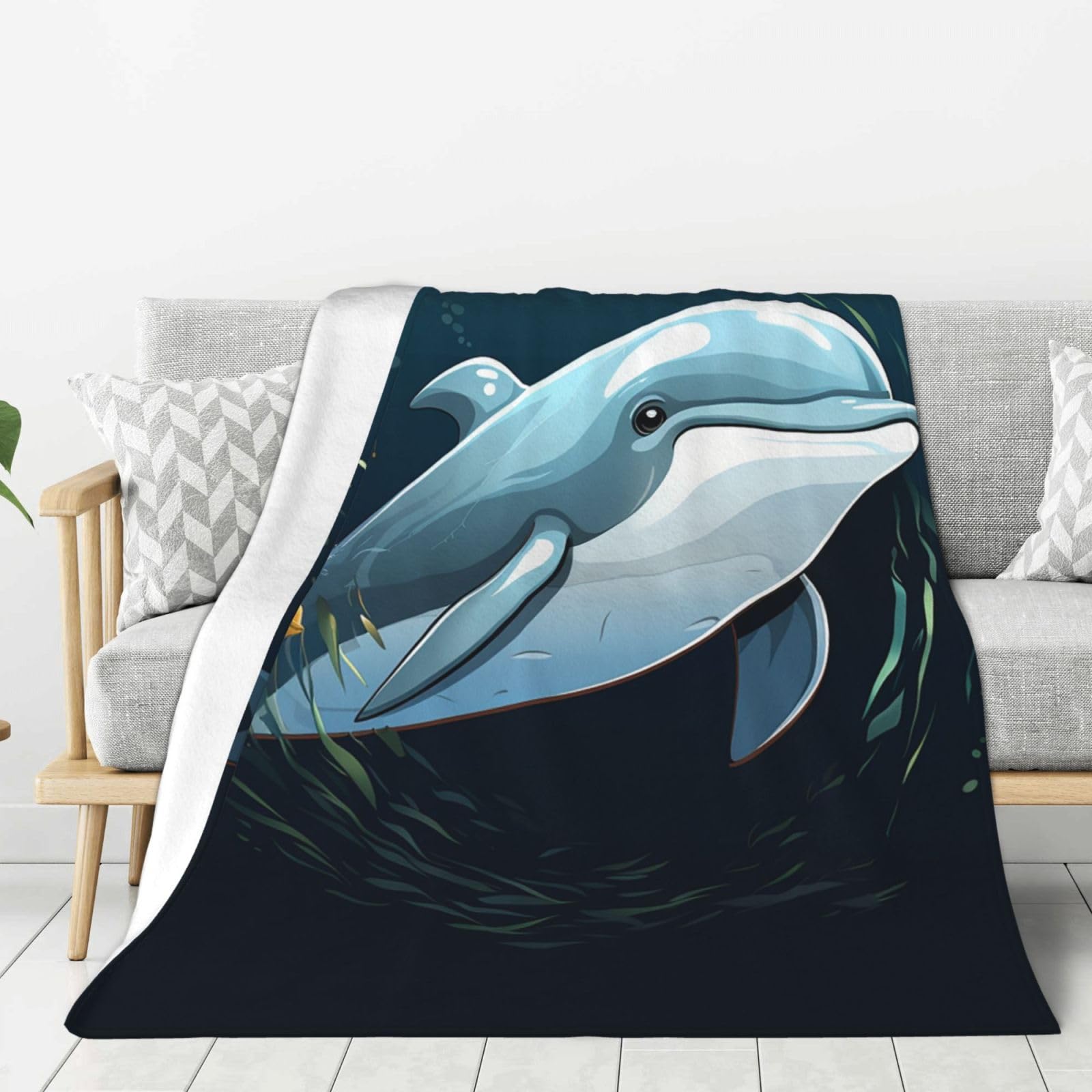 Dolphins Lovers Throw Blanket Plush Flannel Fleece Blanket, Soft Lightweight Cozy Blankets 40"X30" for Bed Couch Sofa Travel