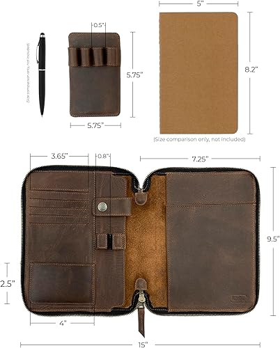 Miniatura 6 de Leather Worx, Cuaderno rústico A5 (5.75 x 8.25 pulgadas), carpeta de cartera hecha a mano de cuero de grano completo, Padfolio ejecutivo para