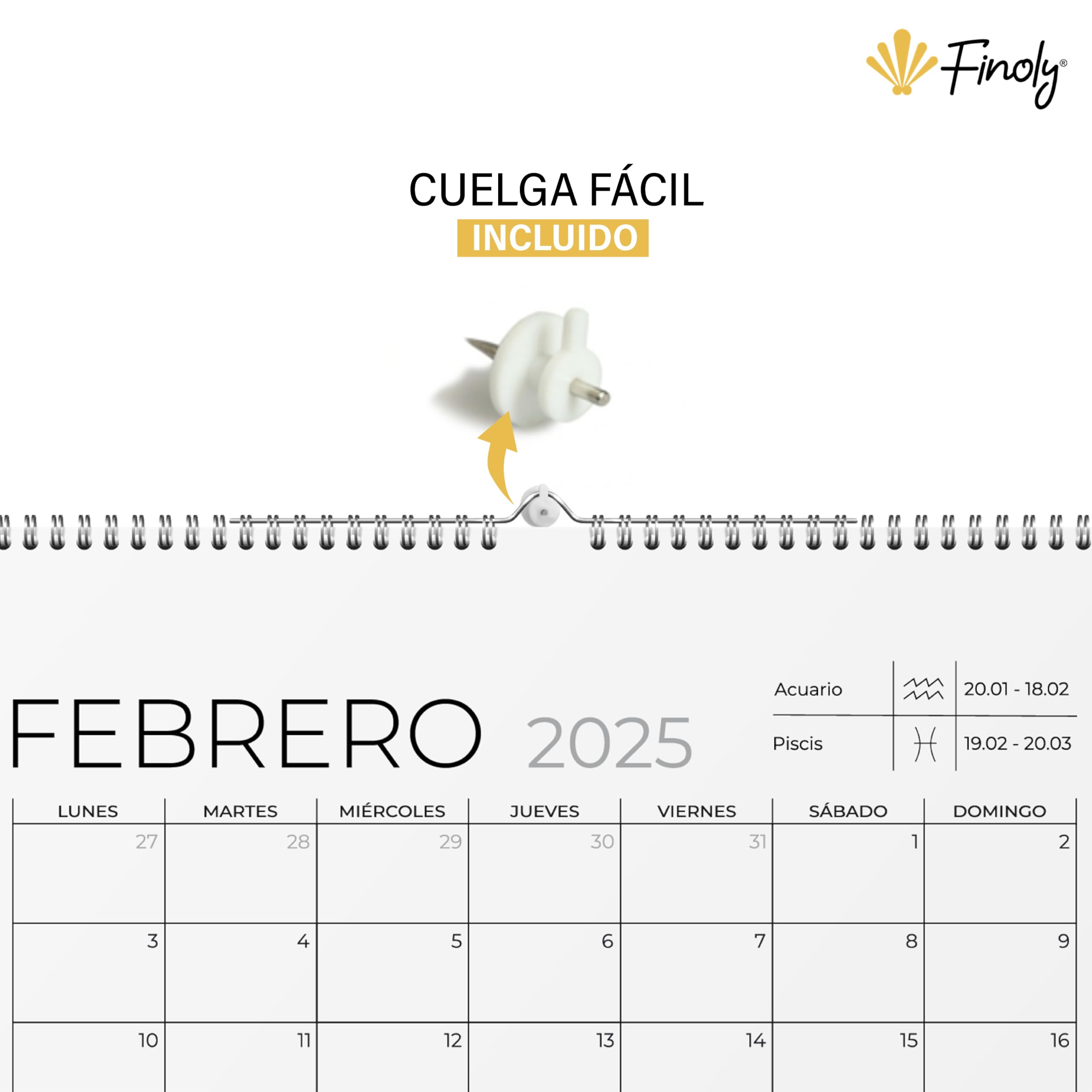 Finoly Wall Calendar 2026 January 2026 - June 2027 (18 Months), Minimalistic spanish, 30x21 cm - Image 3