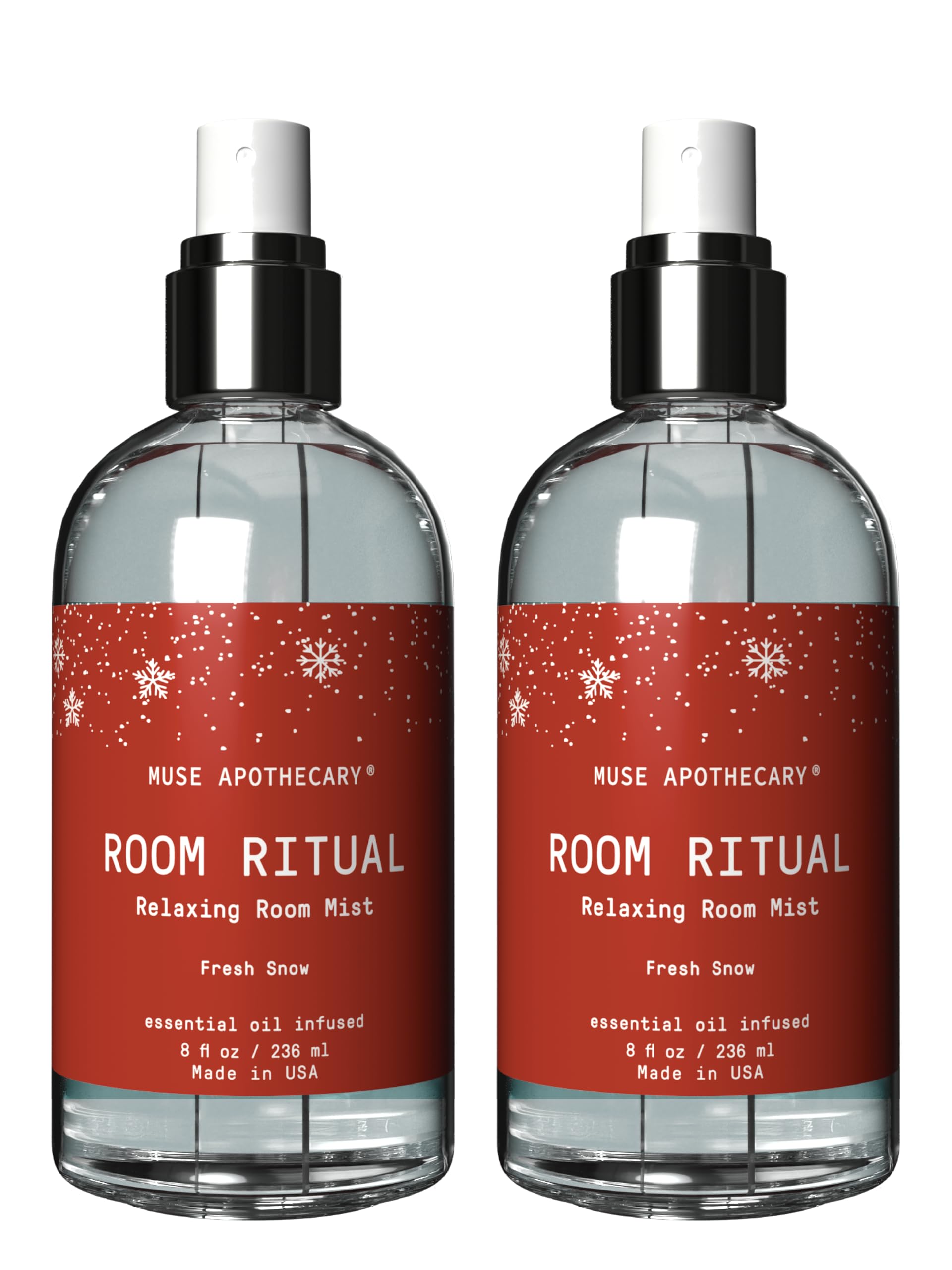 Muse ApothecaryRoom Ritual - Room Spray, Aromatic and Relaxing Room Mist, Air Freshener Spray, Infused with Natural Aromatherapy Essential Oils - 8 oz, Fresh Snow, 2 Pack