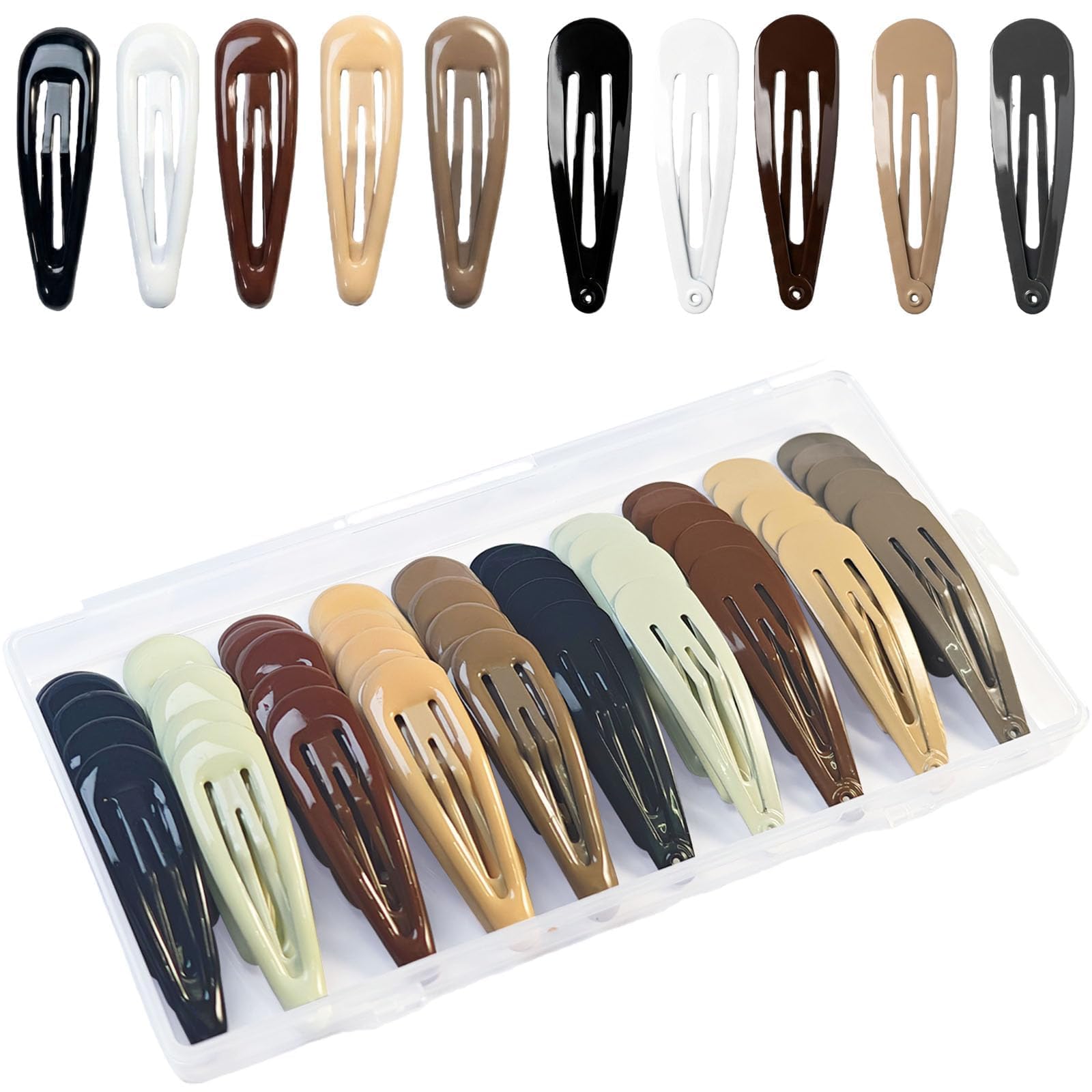 50Pcs 2 Inch Snap Hair Clips for Women Girls, 5 Natural Colors