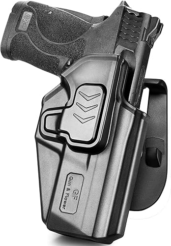 Miniatura 1 de GUN & FLOWER OWB Holster for M&P Shield 9mm EZShield 380 EZ, Red Dot Compatible, Index Finger Release, Adjustable Cant, Right Hand  PaddleBelt Clip