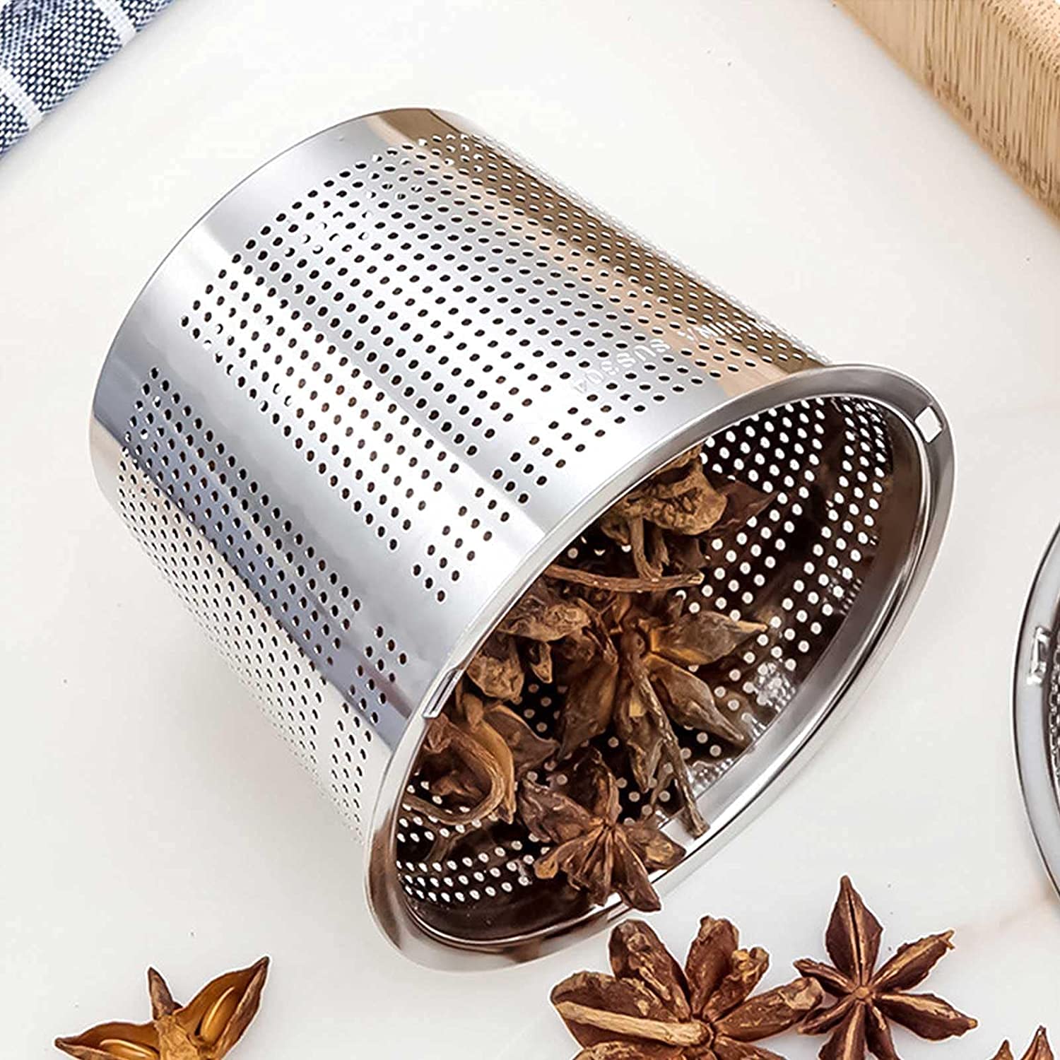 Boule à thé en acier inoxydable, infuseur à thé en maille, filtre à thé, diffuseur d'intervalle de thé avec crochet à chaîne étendue, infuseur à thé, pour thé en vrac (L)