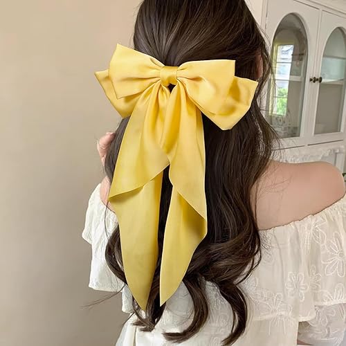 Miniatura 7 de 2 lazos para el cabello de satén rosa intenso, pinzas grandes para el cabello de color rosa para mujer, lazos de cinta grande, accesorios para el