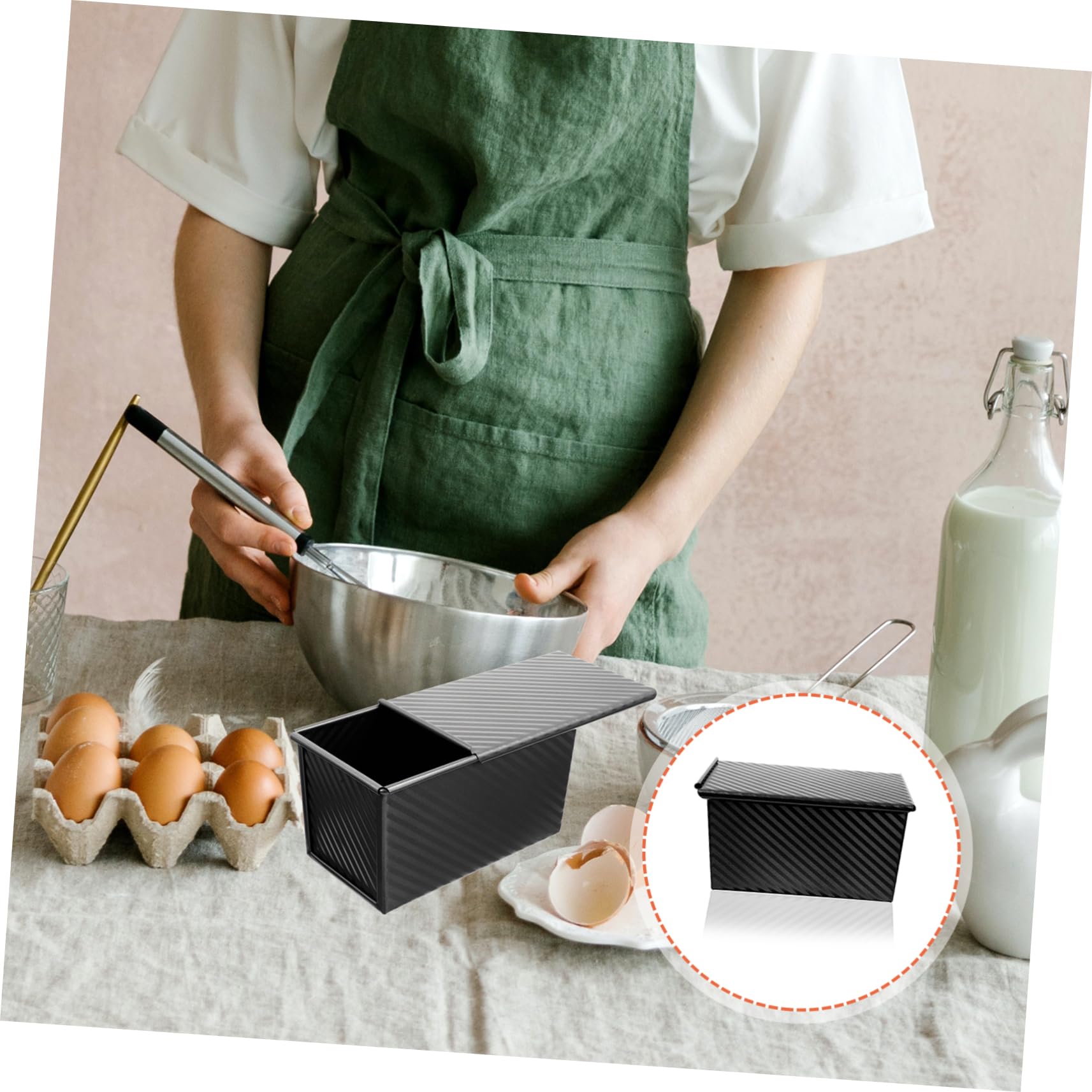OUNONA Non Stick Loaf Pan with Cover Bread Baking Mold for Toast Bakeware for Homemade Breads present for Baking Enthusiasts