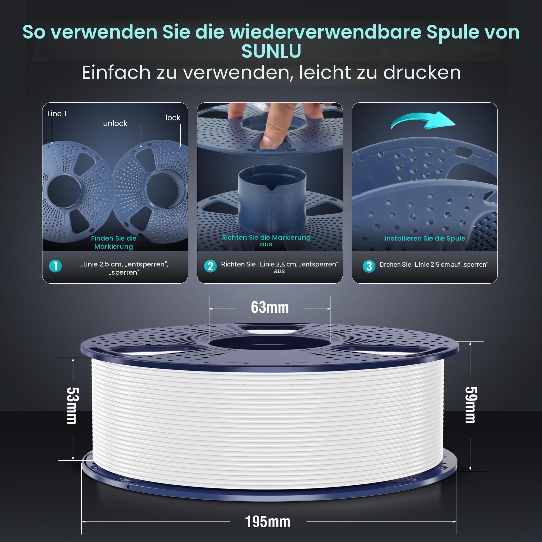 SUNLU 10KG 3D Drucker PLA Plus Filament Bundel Multicolor | PLA+ Filament 1.75mm, Schwarz+Weiß+Grau+Rot+Kleinblau+Grün+Sonniges Orange+Leuchtendes Gelb+Kaffeebraun+Eiche