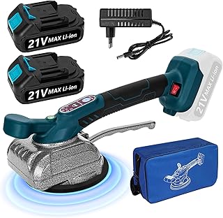 Yofuly 21V Machine de Carrelage pour MMaki-ta Battery, Vibreur Carrelage Manuel Machine à Carrelage Ventouse Carrelage Electrique 6 Vitesses Réglable pour Sol Carrelage mur (2 × Batteries)
