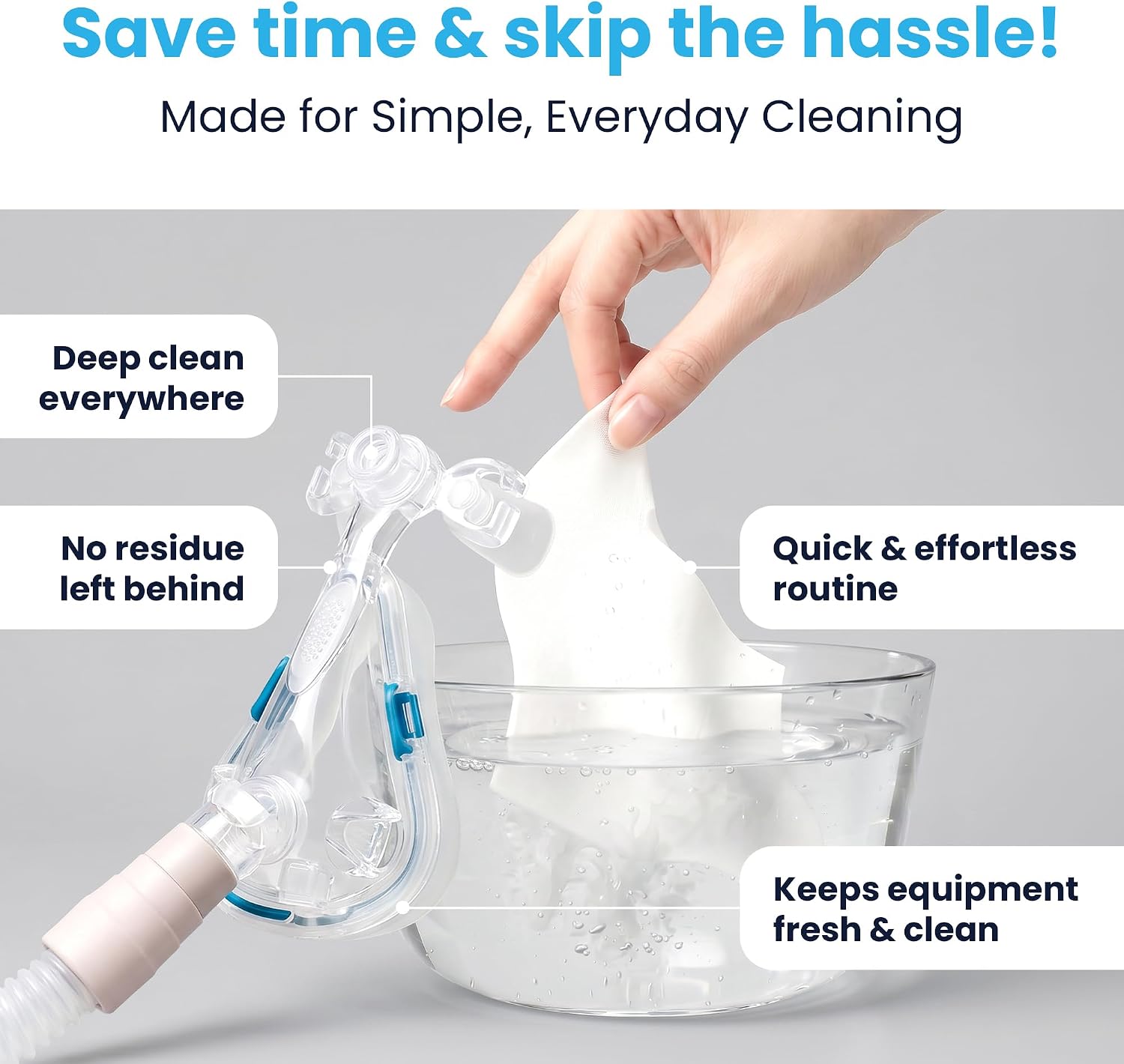 PAPMD CPAP Dissolvable Cleaning Sheets Pro, Light-Moderate Buildup | 30 PCS