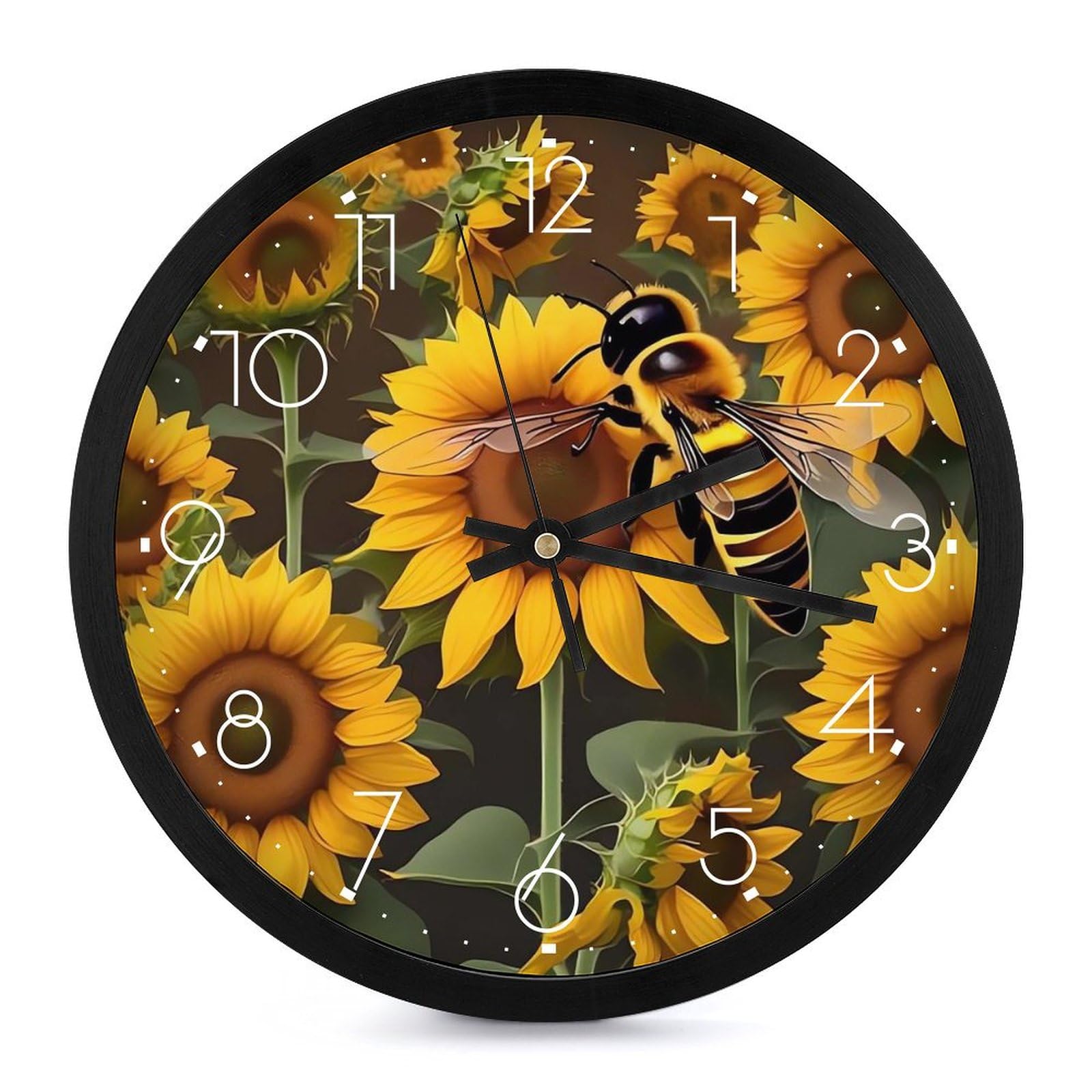 Horloge murale décorative pour salon et cuisine ambiance champêtre tournesols