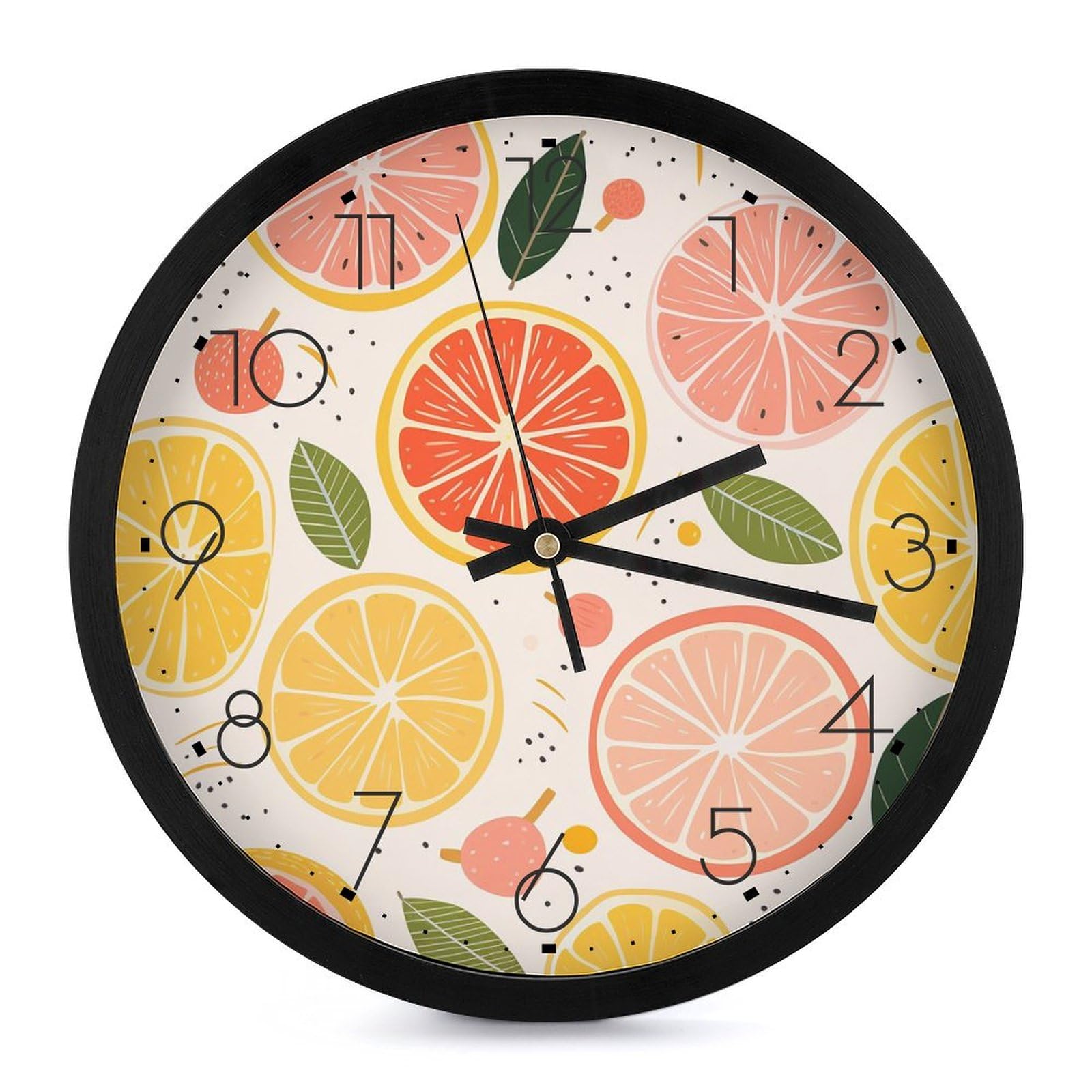 Horloge murale silencieuse sans tic-tac à impression fruits colorés