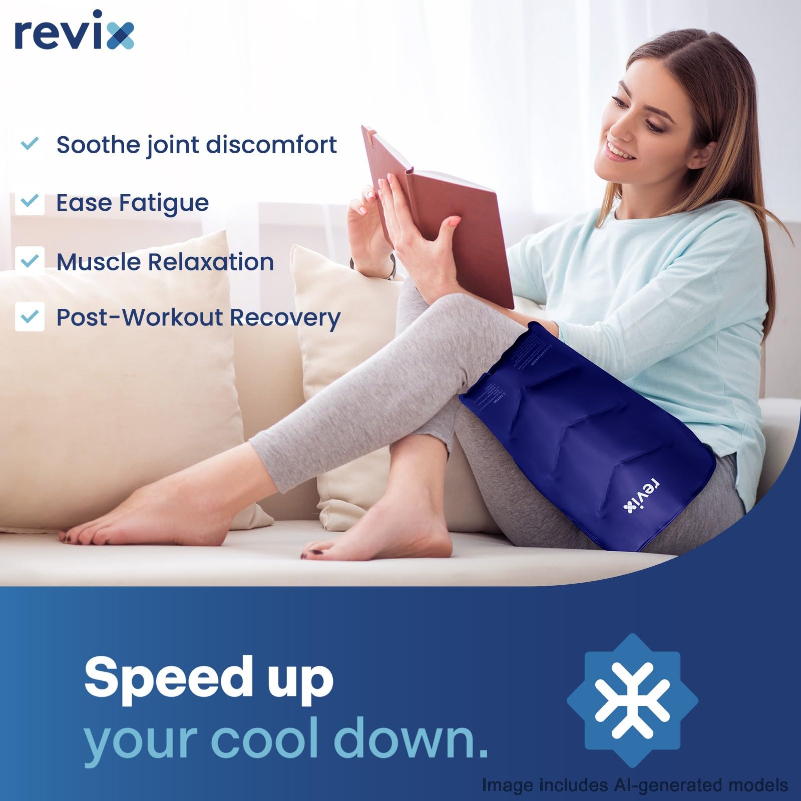 REVIX Hip Ice Pack Wrap do zapalenia bólu bursitis Wielokrotnego użytku Cold Pack do wymiany biodra, miękki pluszowy zimny kompres do urazów ramion tyłu biodra uda i kolana