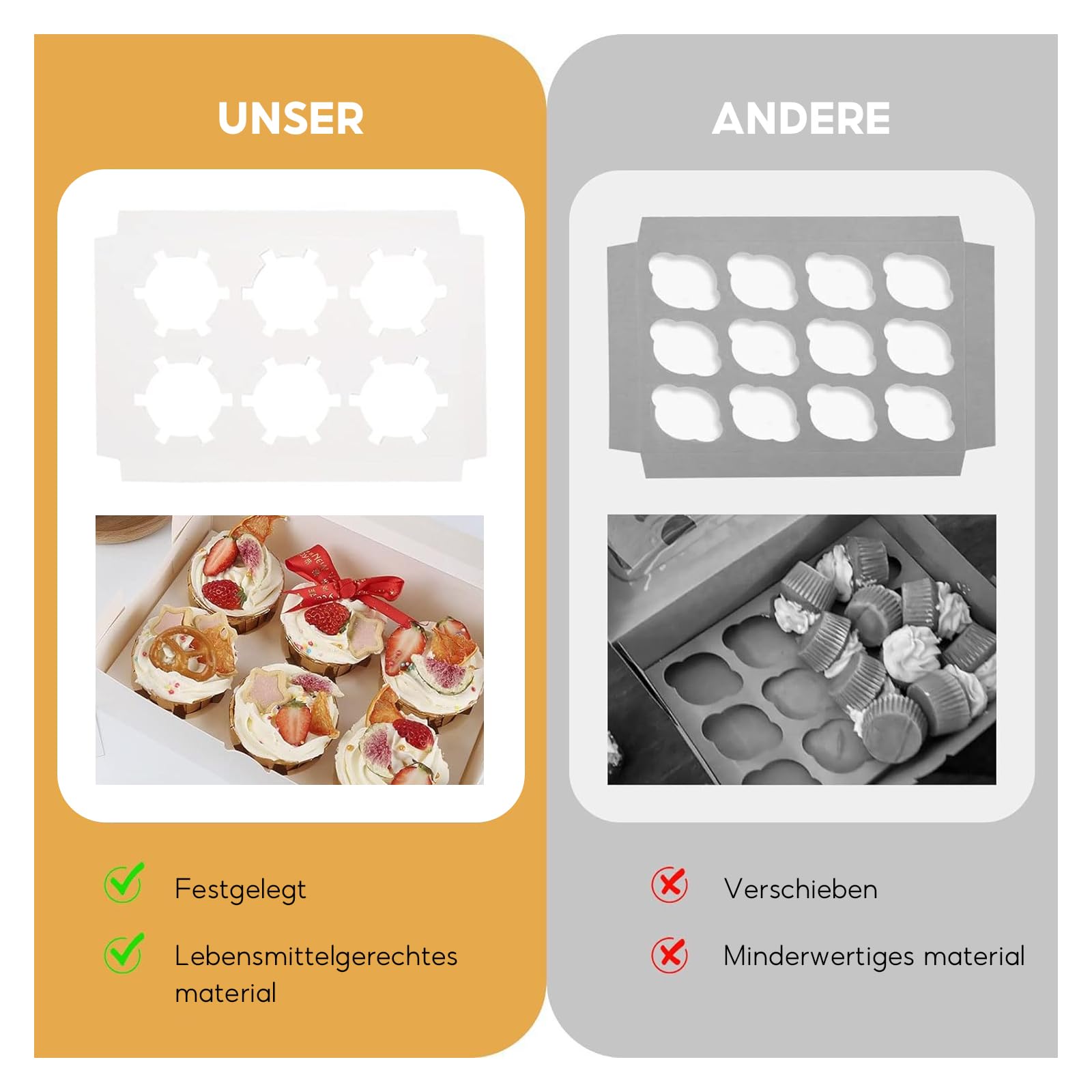 Scatola per cupcake, 15 pezzi, in cartone con finestra, per cupcake