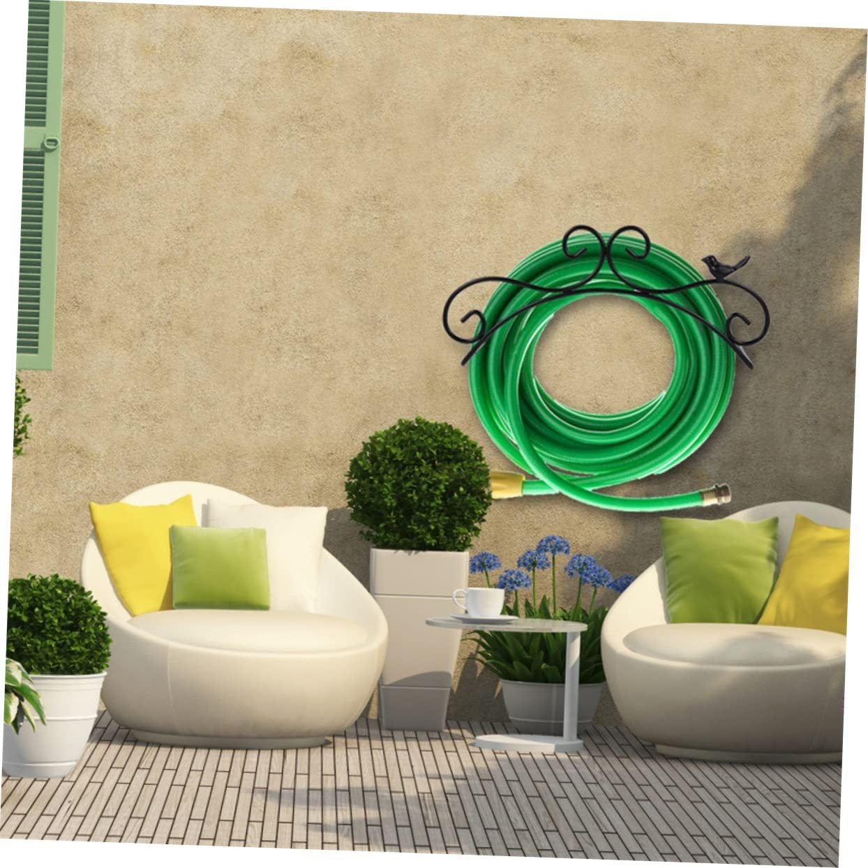 Soporte para Manguera de Jardín 2 Piezas de Hierro Negro | Montaje en Pared, Uso Interior y Exterior, Estilo Antiguo Elegante, para Organizar Mangueras