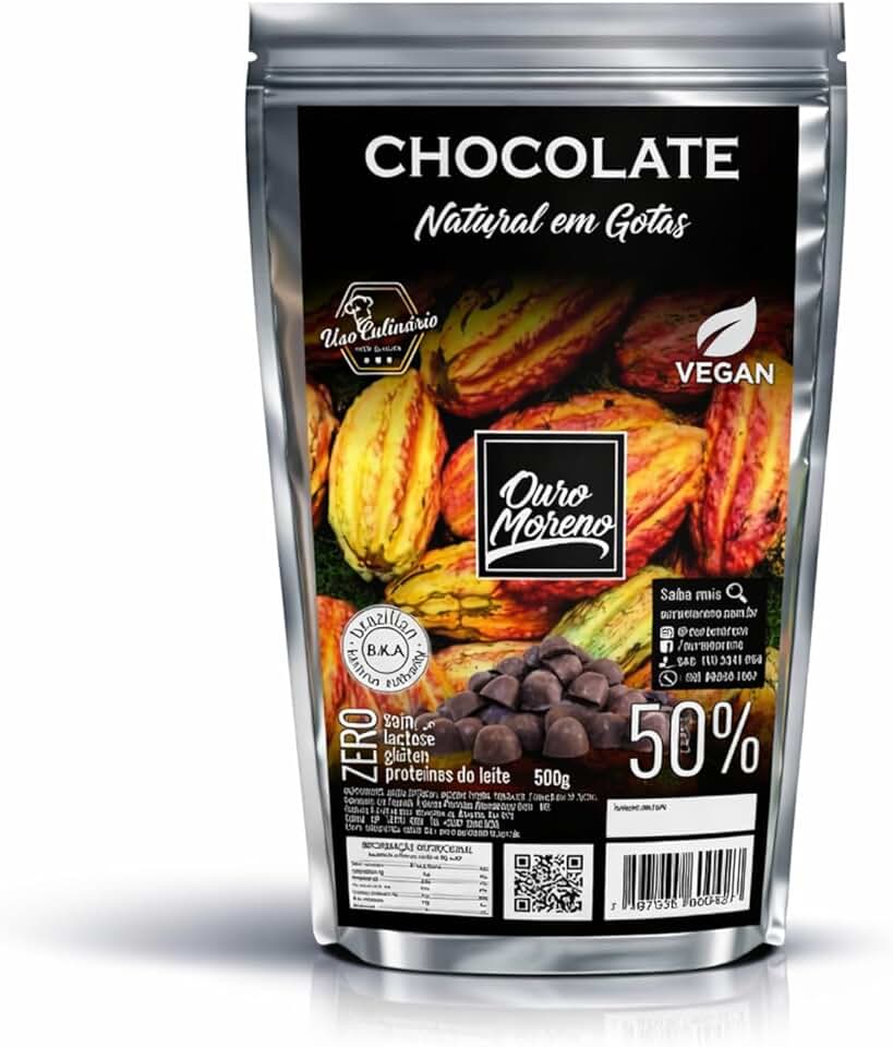 Chocolate 50% Cacau em Gotas Sem Lactose Ouro Moreno 500g