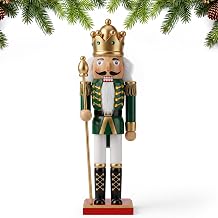 Christmas Nutcracker Decor 12'' Wooden Nutcracker Soldiers, Green Gold